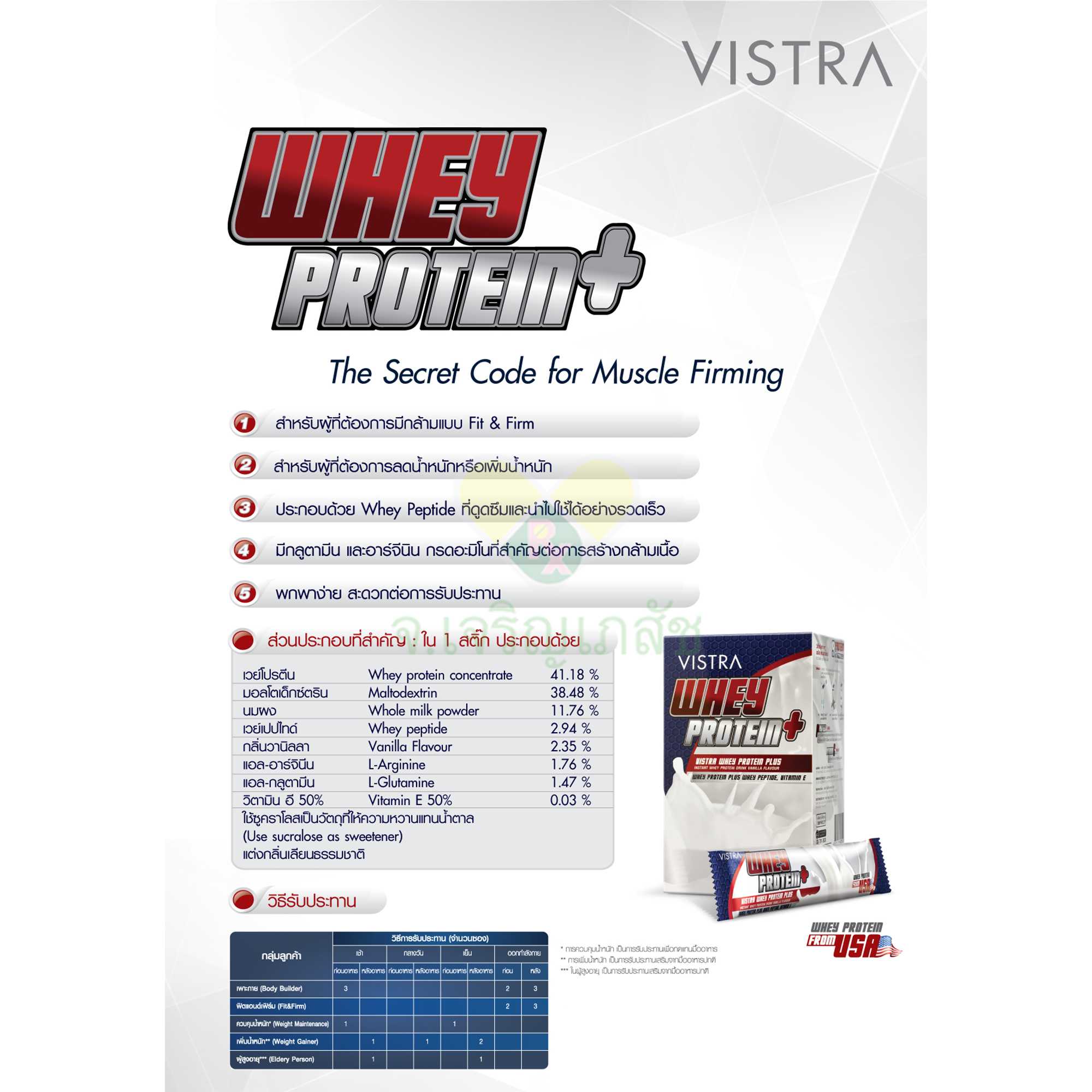 VISTRA WHEY PROTEIN PLUS 17G 15PC