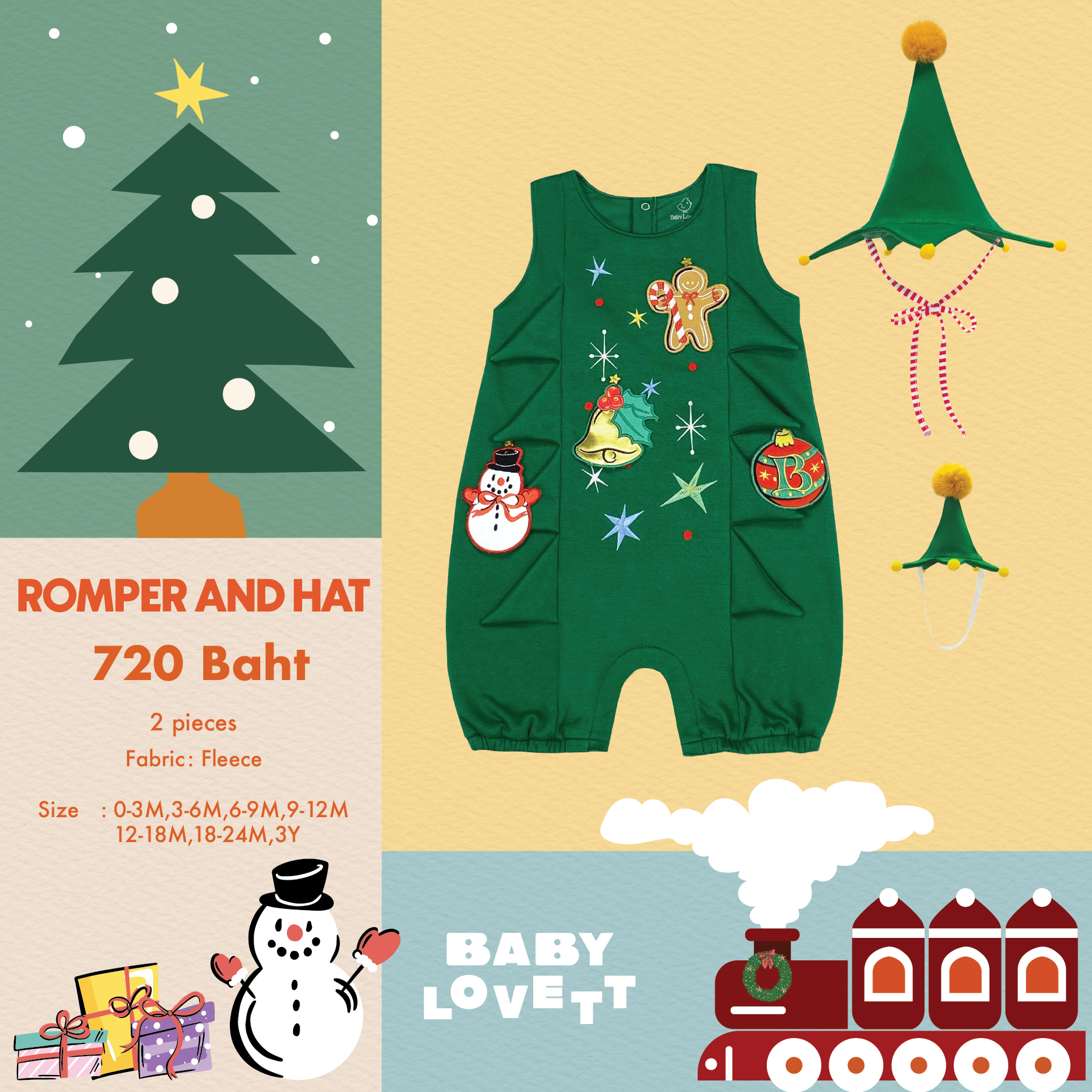 12 Christmas 2024 - Romper&Hat