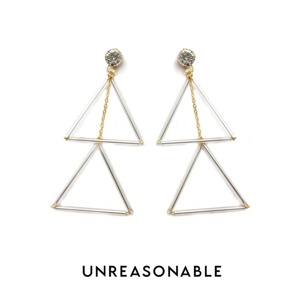 ต่างหู Dubble Triangle เงิน ต่างหูคลิป ต่างหูก้านเงินแท้ น้ำหนักเบา สวยใส่สบาย UA0431-01 Unreason...