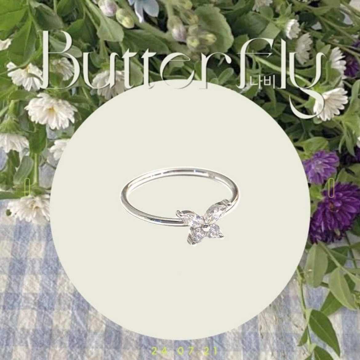 Winterwinter Jewelry Silver925 : แหวนเงินแท้ แหวนตัวเรือนเรียบ แหวนเพชร cz รูปผีเสื้อ
