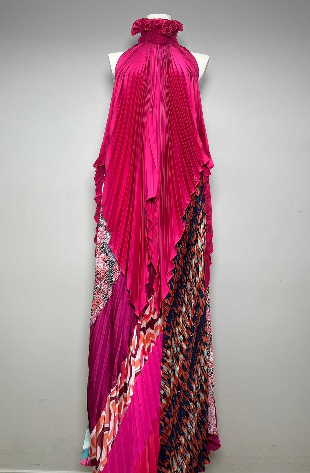 Ruffle neck open back set (top & skirt) Earth Day - Orchid pink