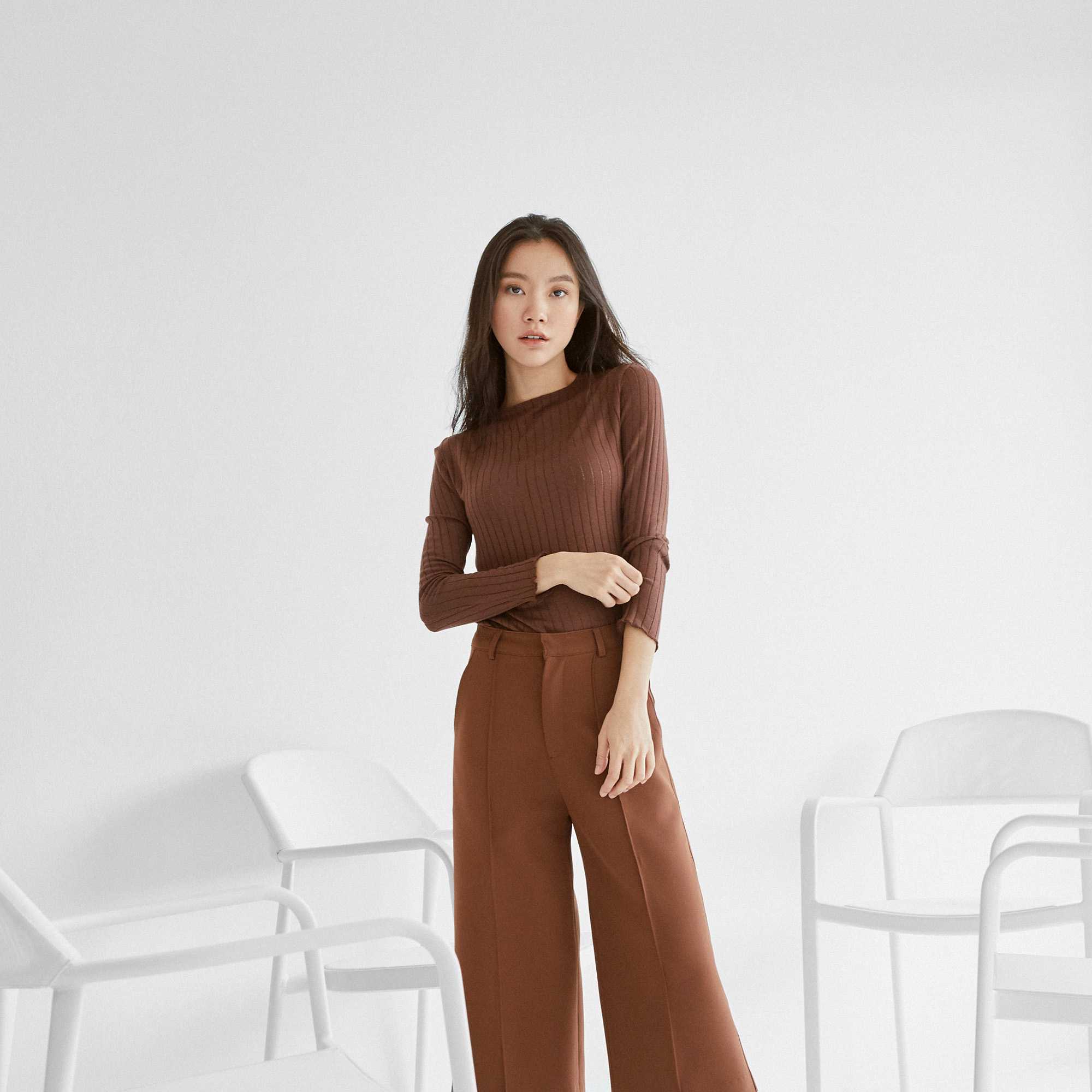 PRE-FALL19 : SQUARE TROUSERS / BROWN
