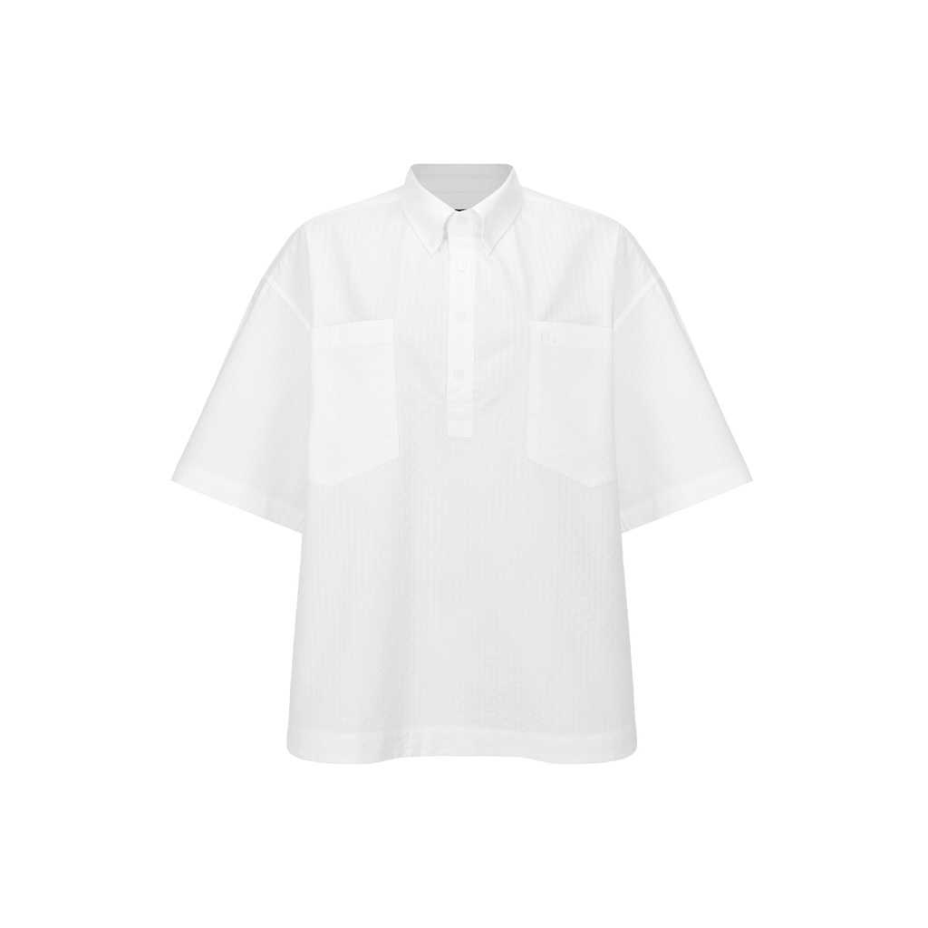 H.045 - Unisex Seersucker Pullover - White