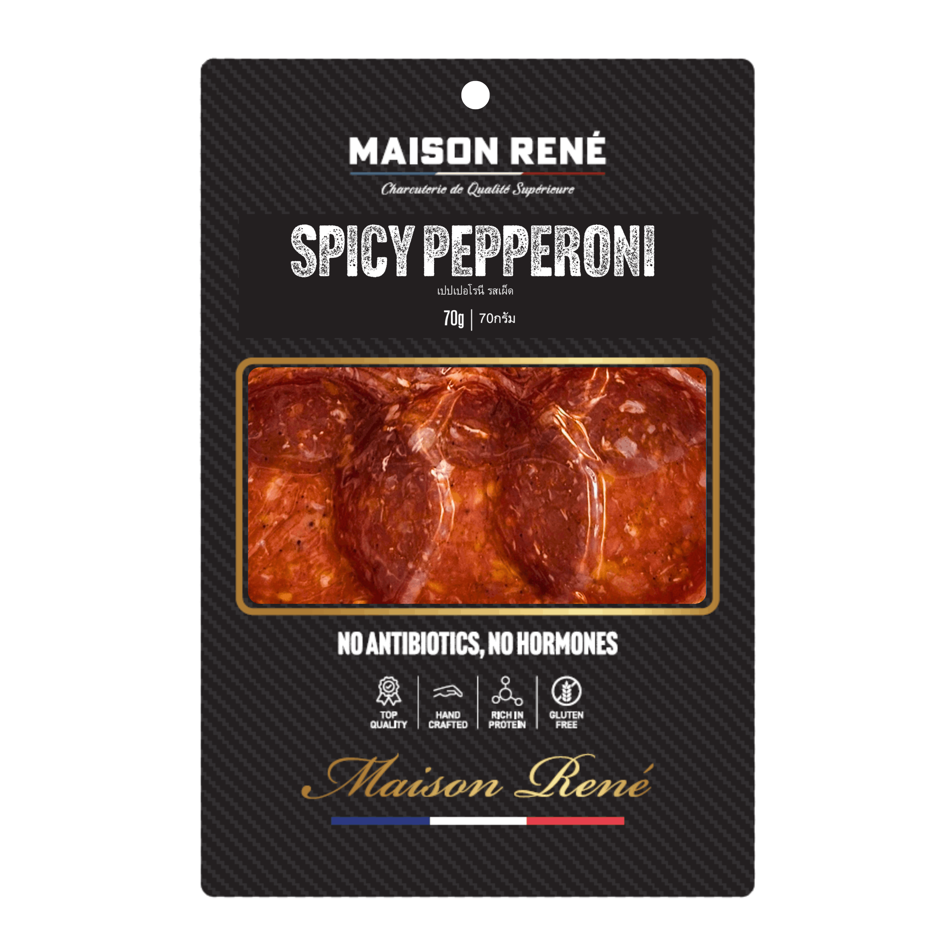 Spicy Pepperoni Salami for Pizza 70g (ซาลามี่ เปปเปอร์โรนี รสเผ็ด เนื้อหมูผสมเนื้อวัว)