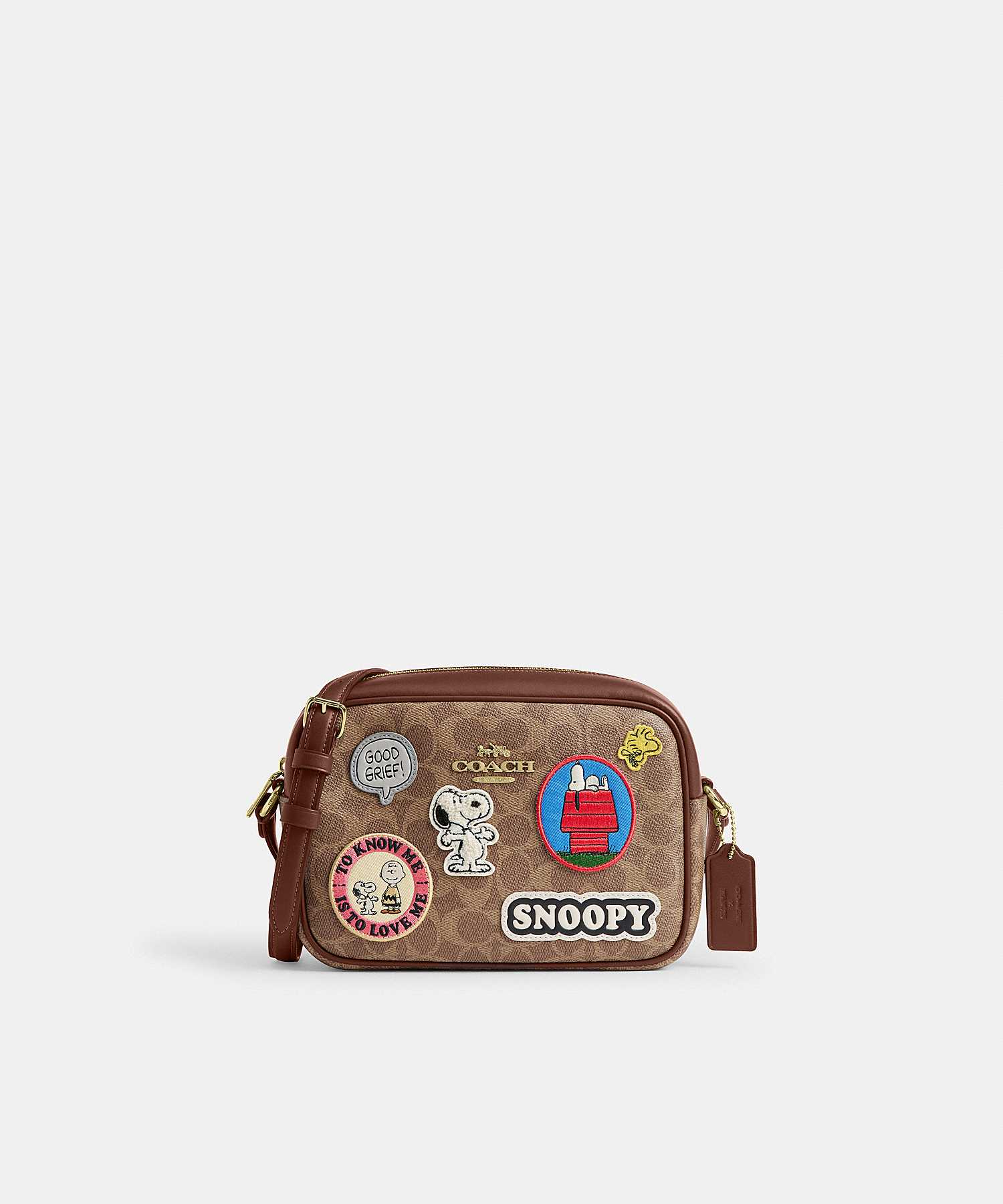 COACH X PEANUTS ROWAN SATCHEL BAG IN SIGNATURE CANVAS WITH PATCHES CBM28 IMY3O