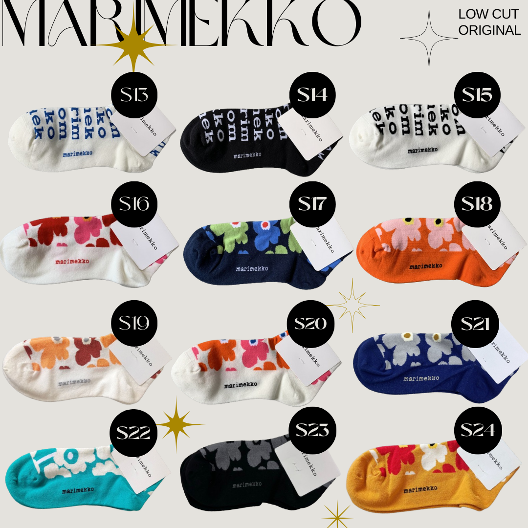 [S13-S21] ถุงเท้าข้อสั้น ลาย MARIMEKKO ขนาด 36-43 แจ้งรหัสในแชทค่ะ