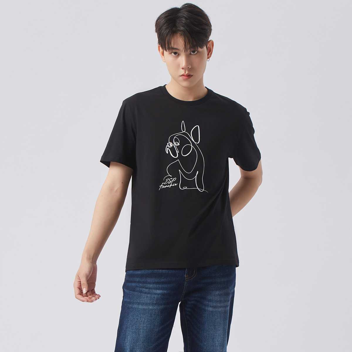 เสื้อทีเชิ้ตลายเฟรนช์ชี่ อีซี่ | Crew Neck Frenchie Eazy Tee Shirt | 03994