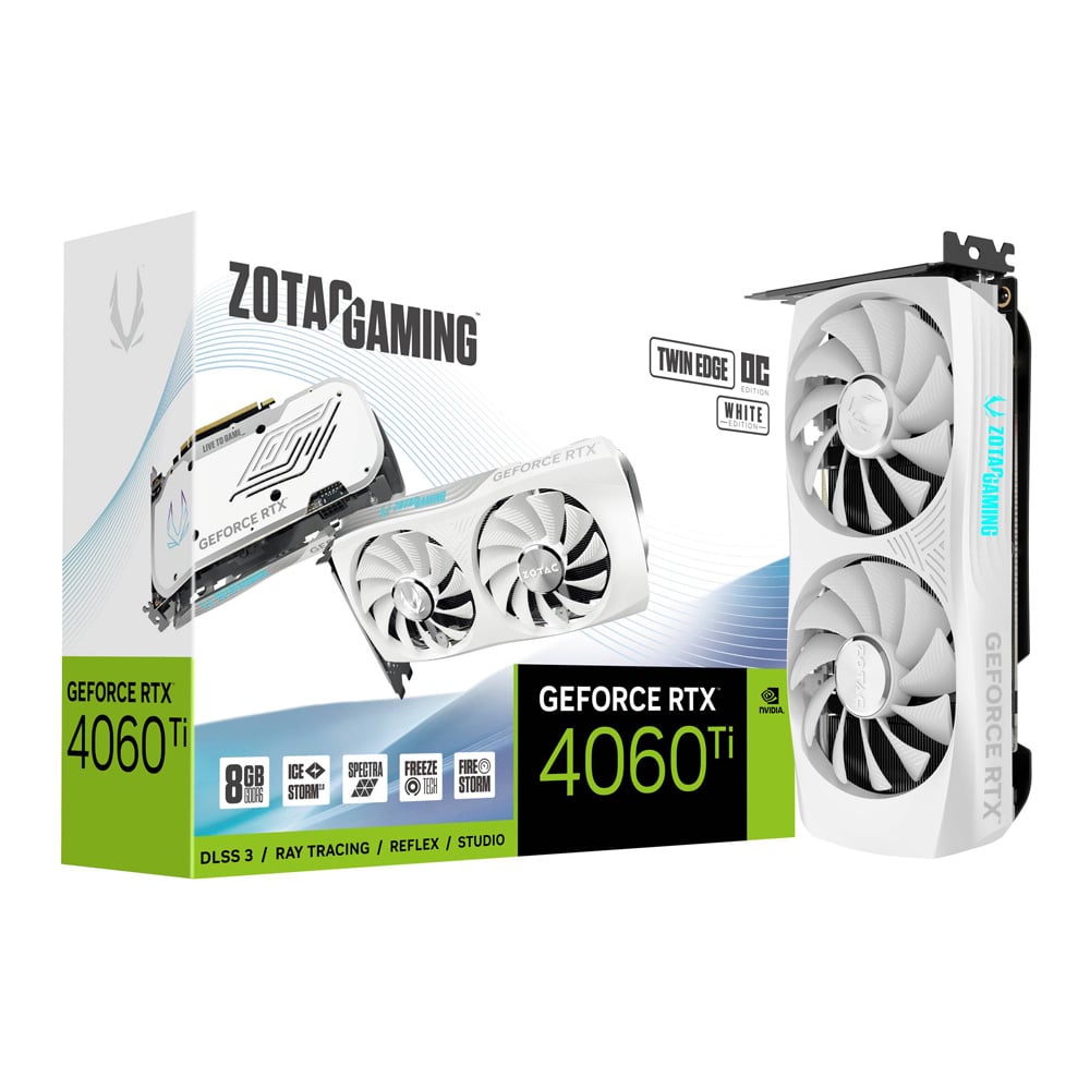 ZOTAC GAMING GEFORCE RTX 4060 TI 8GB TWIN EDGE OC WHITE EDITION - 8GB GDDR6 (ZT-D40610Q-10M)