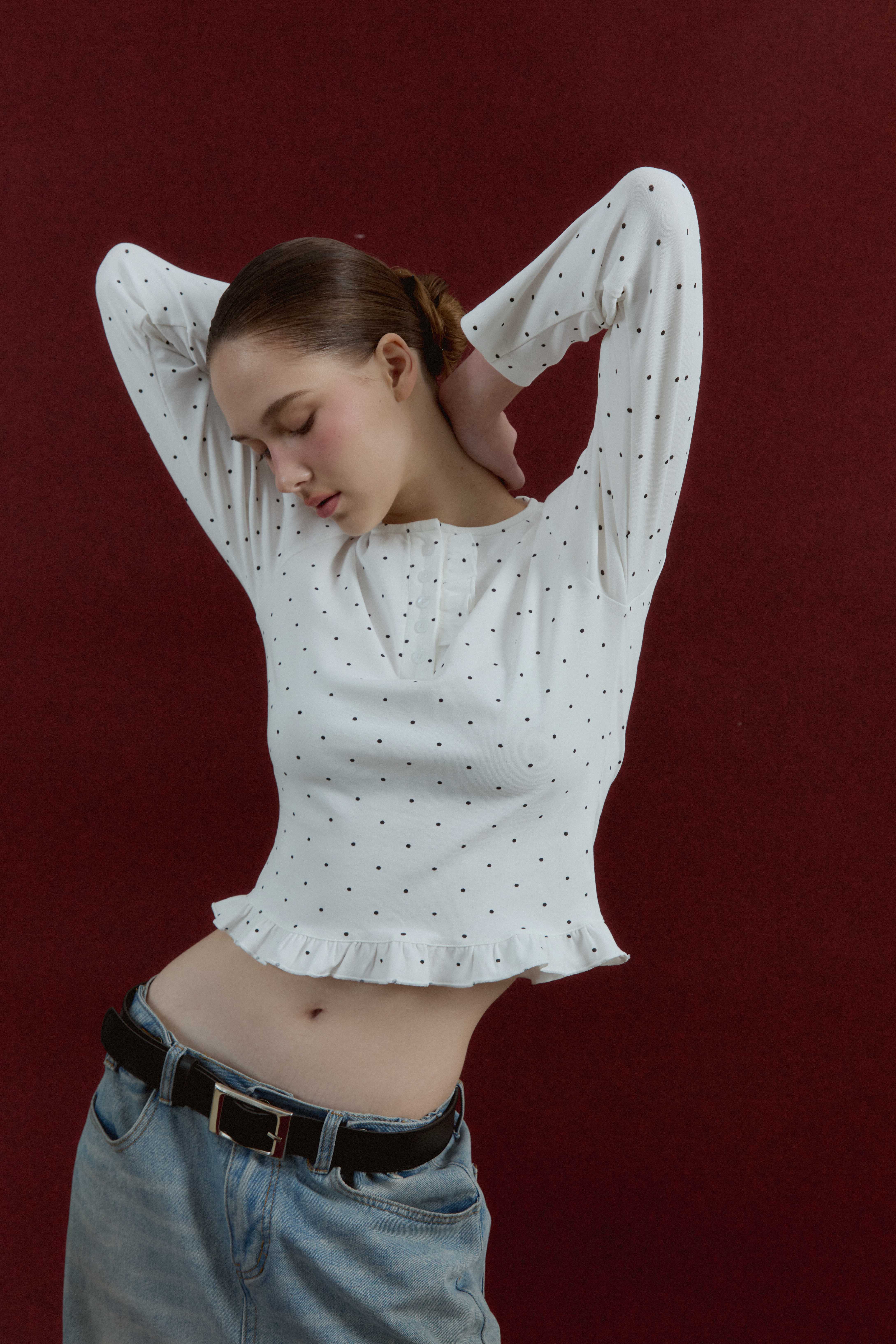 [Pre-Order เฉพาะสี White Polka Dot ส่ง 23/06]  Olive Top