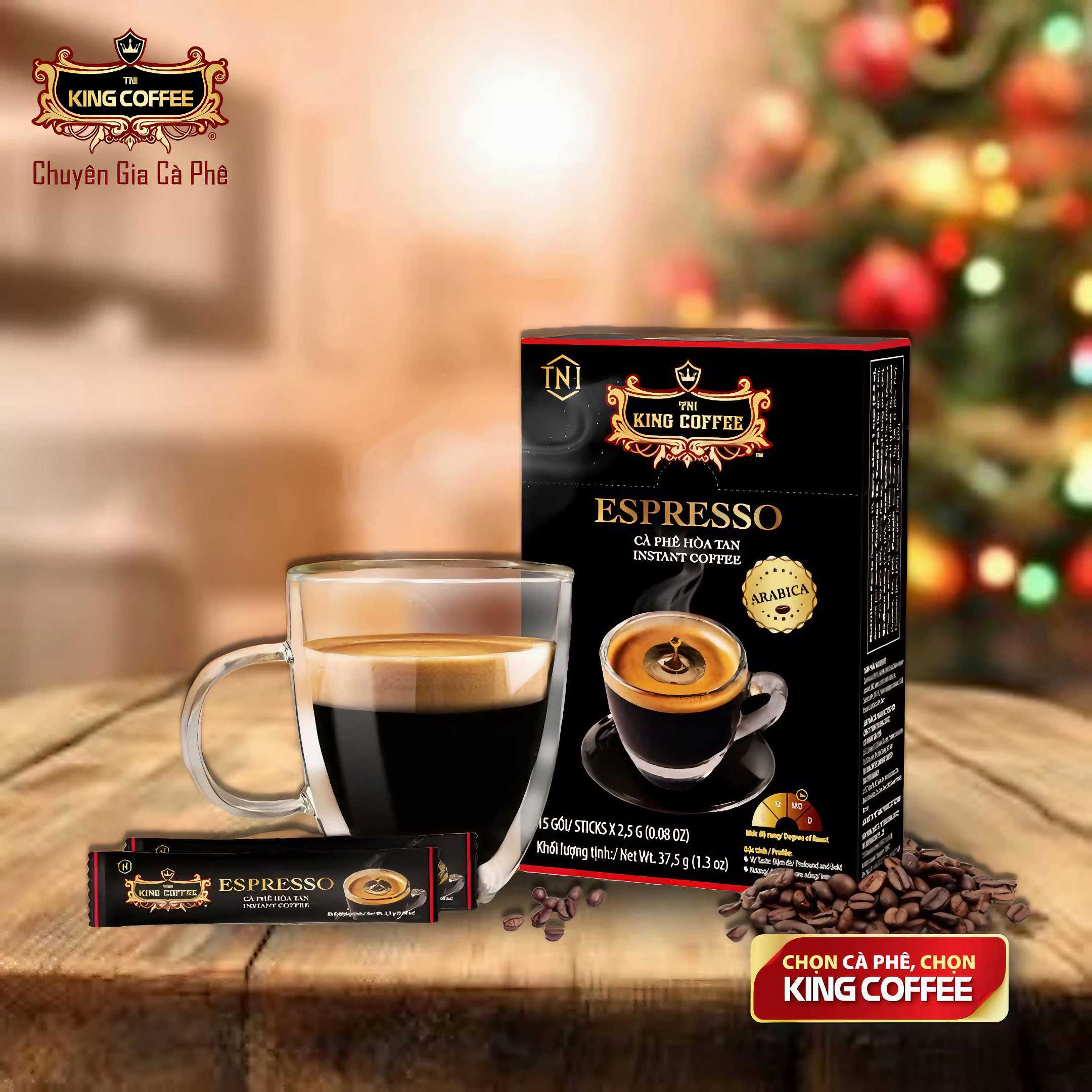 King Espresso Arabica  กาแฟเอสเพรสโซ่สำเร็จรูป 15 ซอง นำเข้าจากเวียดนาม กลิ่นหอมเข้ม สไตล์คาเฟ่