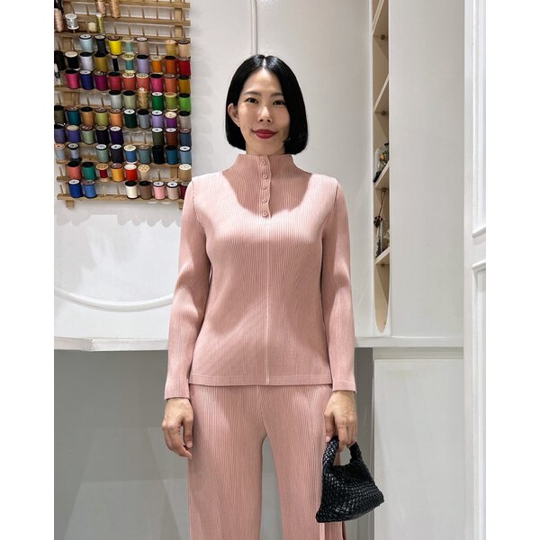 2MUAY รุ่น GJO11551 เสื้ออัดพลีท THICK HIGH NECK BUTTON FRONT PLEATED TOP 8 สี FREE SIZE