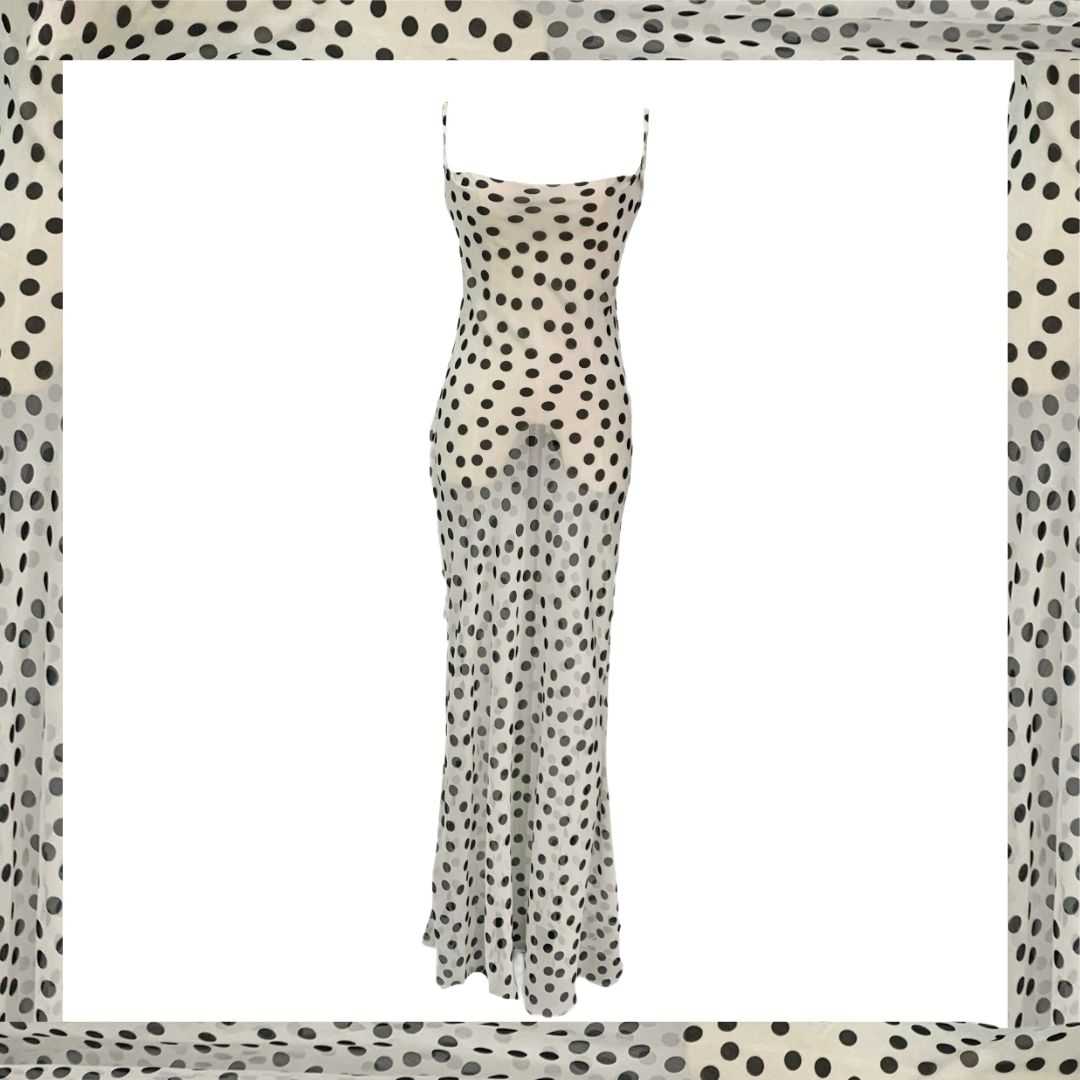 SAMPLE SALE | MEDIUM POLKADOT SEE THROUGH MAXI DRESS