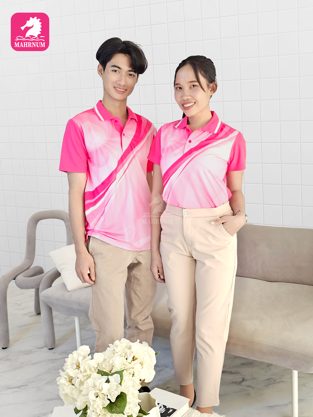 เสื้อโปโลพิมพ์ลาย(01ชมพู) (ตัวเปล่า)