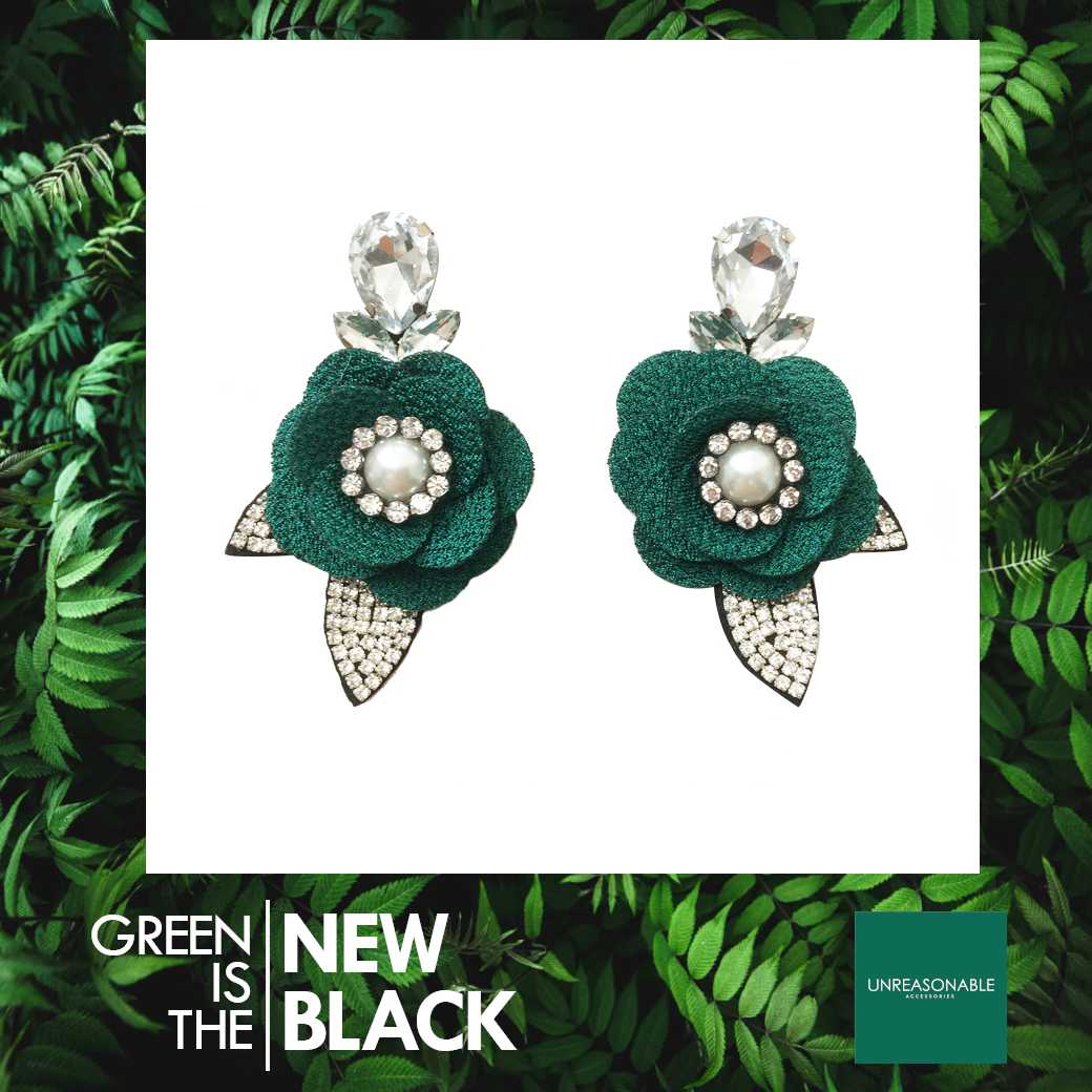 UA0420-04 #Green #Drop #Flower #Earrings