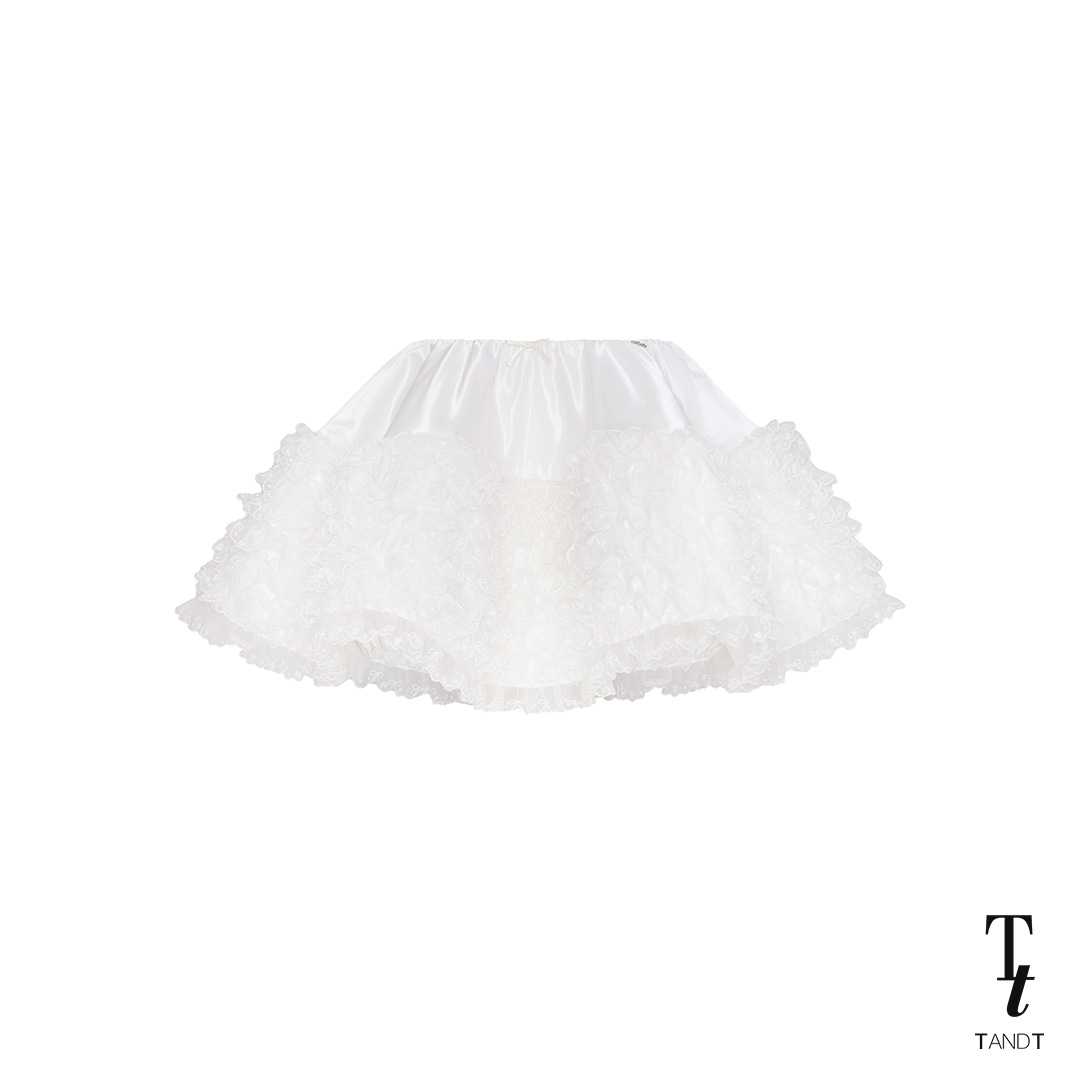 TandT - THINGALE SKORT - LAYER RUFFLE LACE LOW WAIST BALLOON MINI SKORT