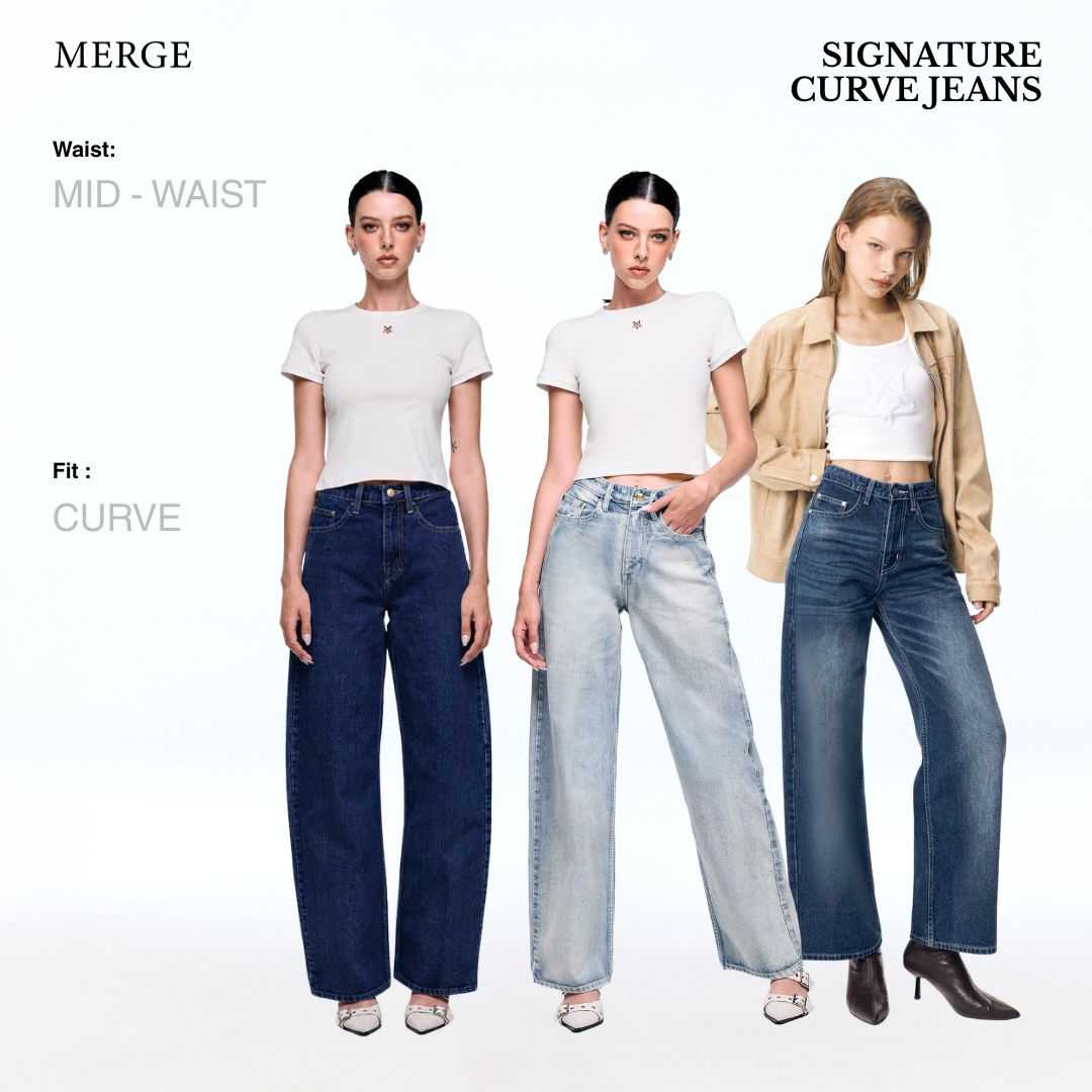 Merge Official - Signature Curve Jeans (Mid Waist)(พร้อมส่ง)