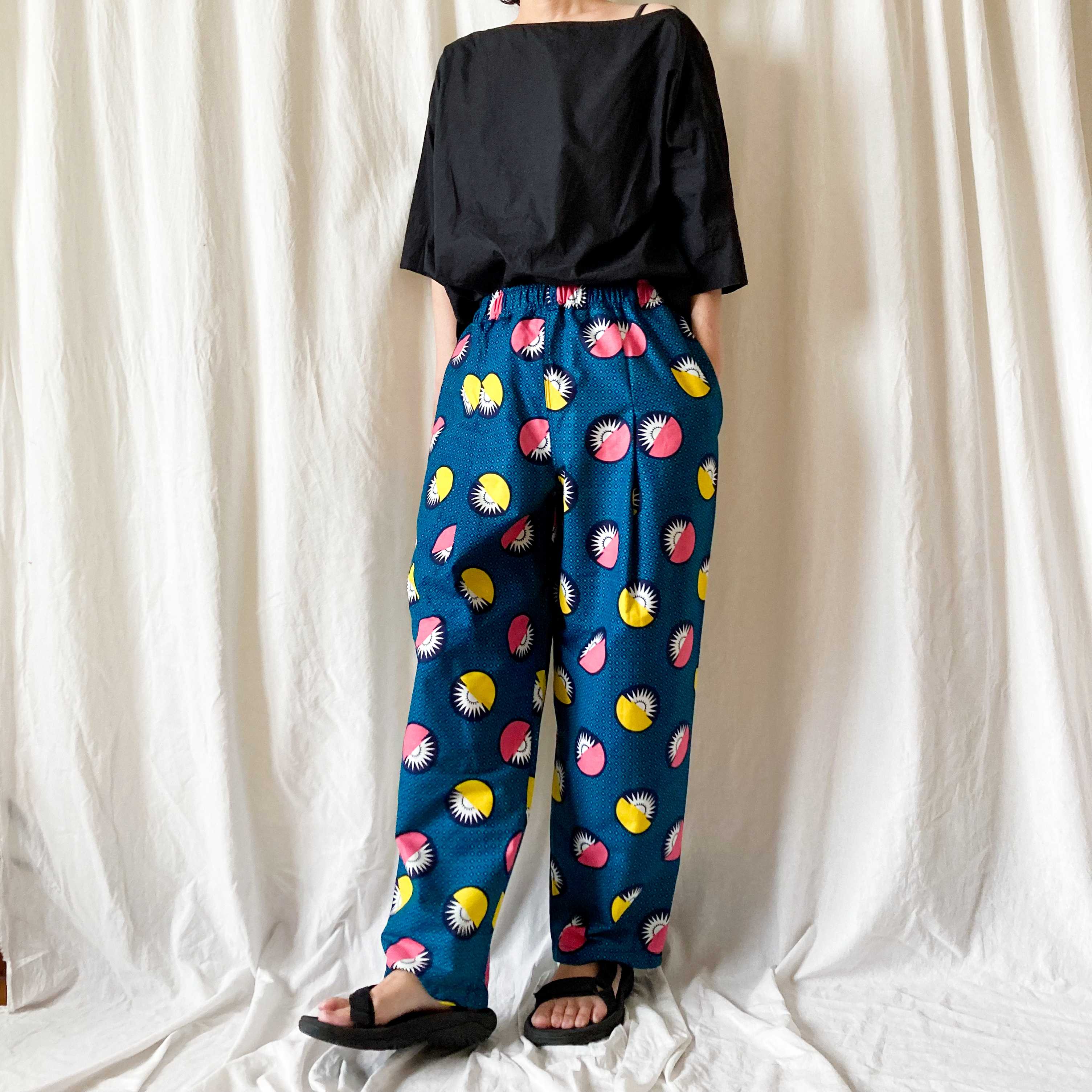 MERMEO【EP-69LW】African batik tucked easy pants (Size L only)