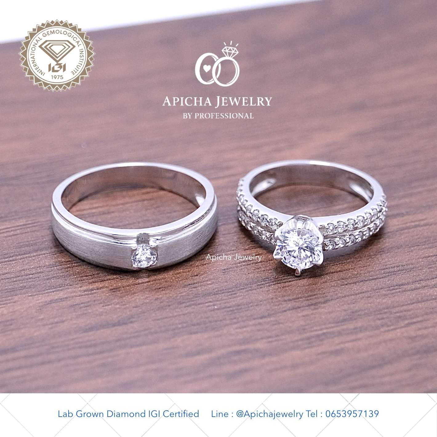 แหวนคู่เพชรแท้แลป CVD Diamond