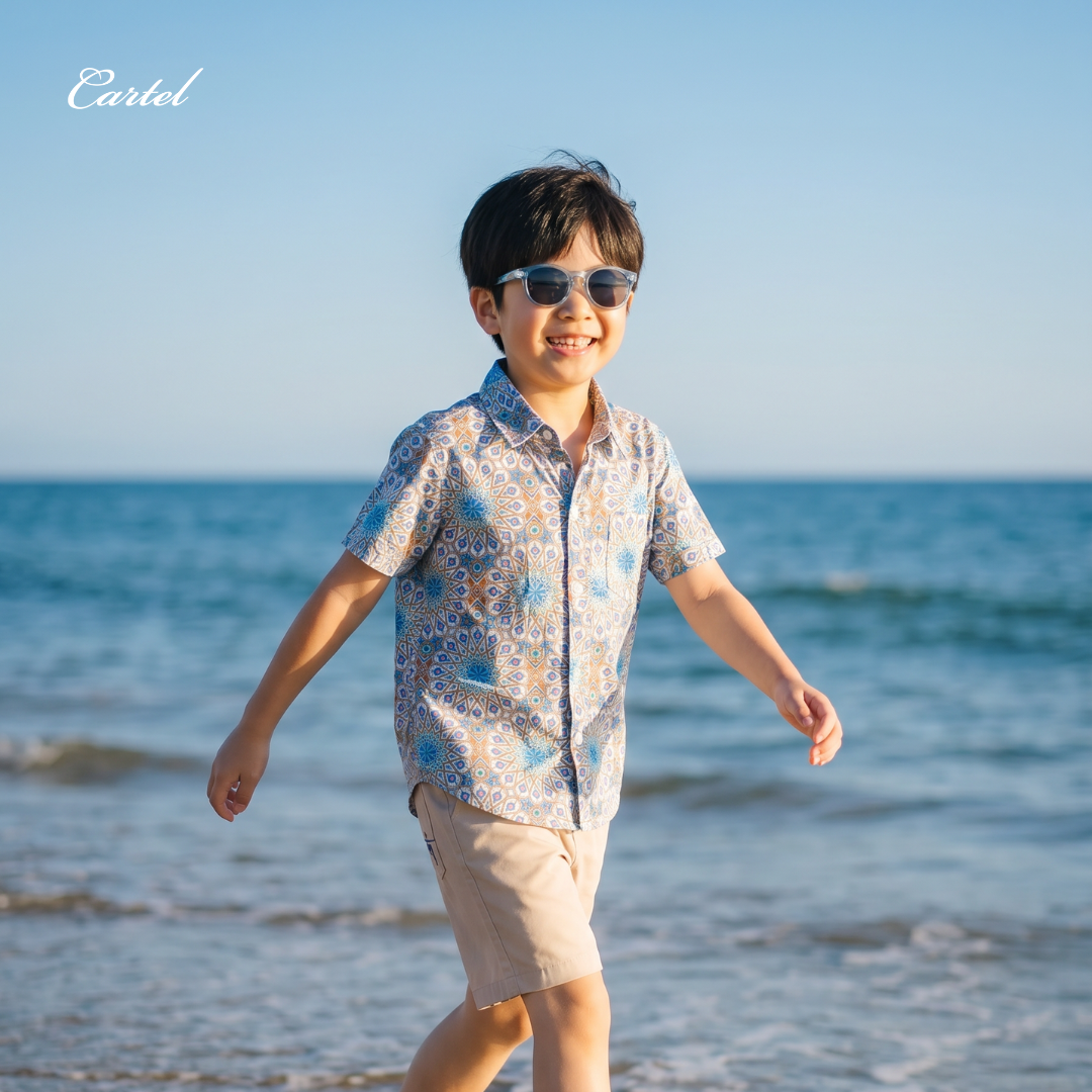 (CM) เสื้อเชิ้ตเด็กสีฟ้า-น้ำเงิน Rabat Shirt l Cartelkids