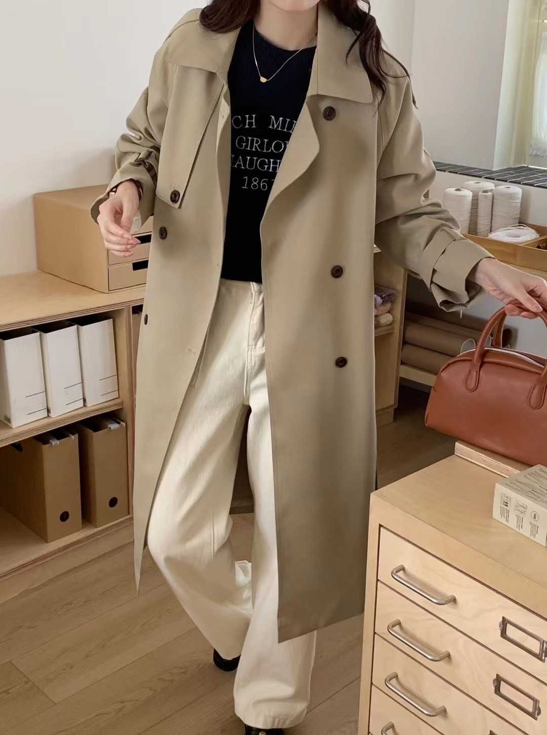 ( SALE ) DOUBLE BREASTED BELTED TRENCH COAT