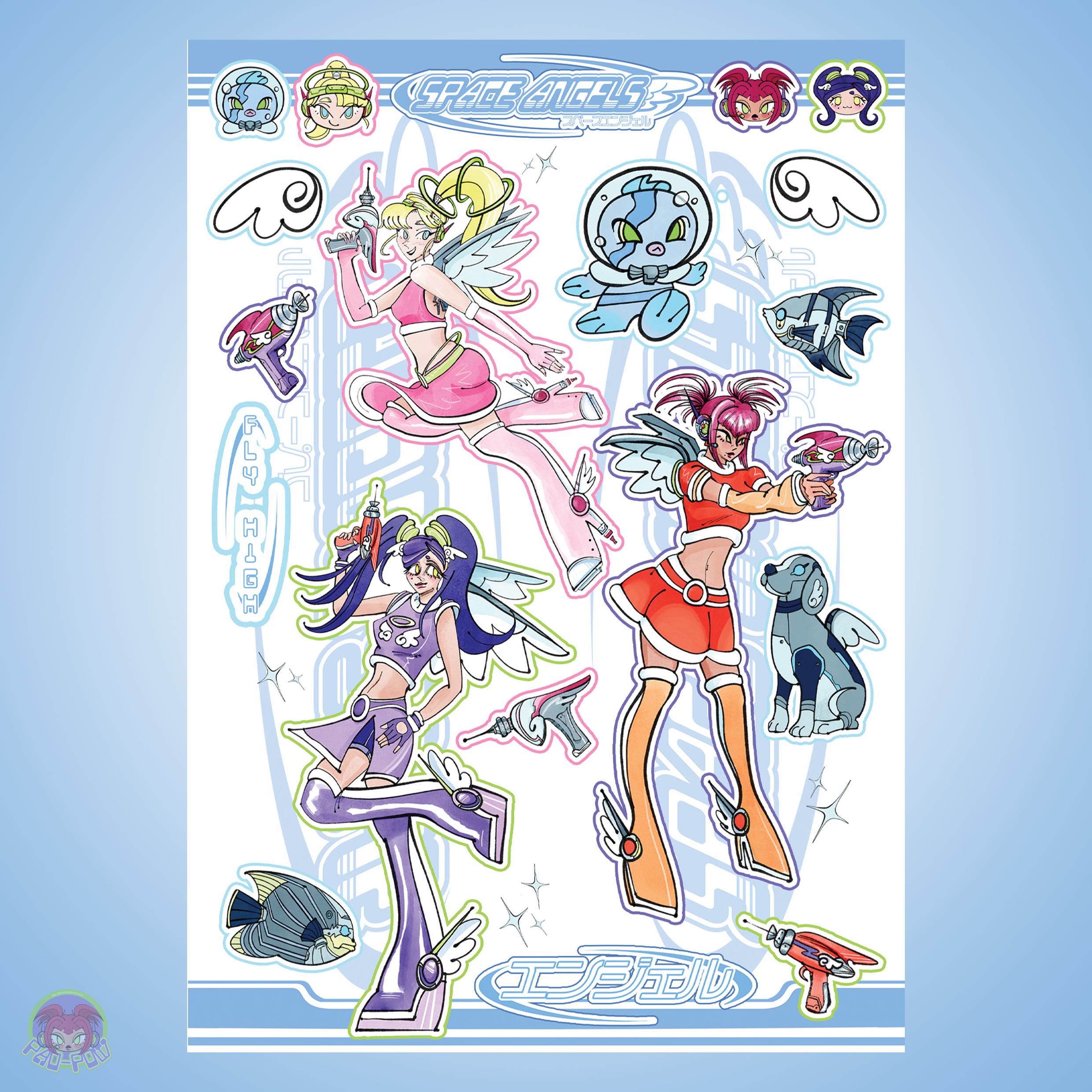 Space angels sticker sheet໒꒱ ⋆ﾟ⊹