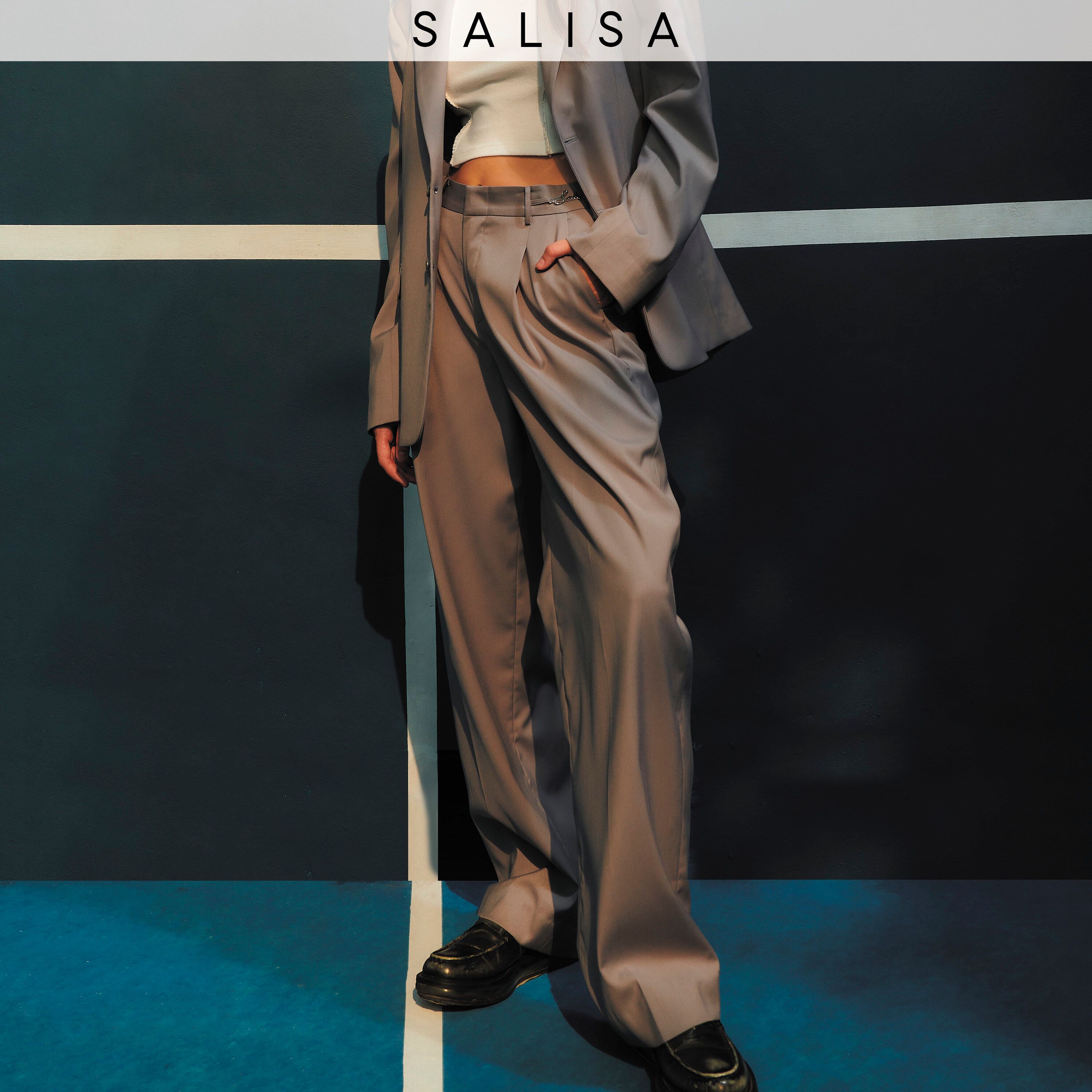 PANTS SS24 Mid-Rise Pleated Light Wool Grey