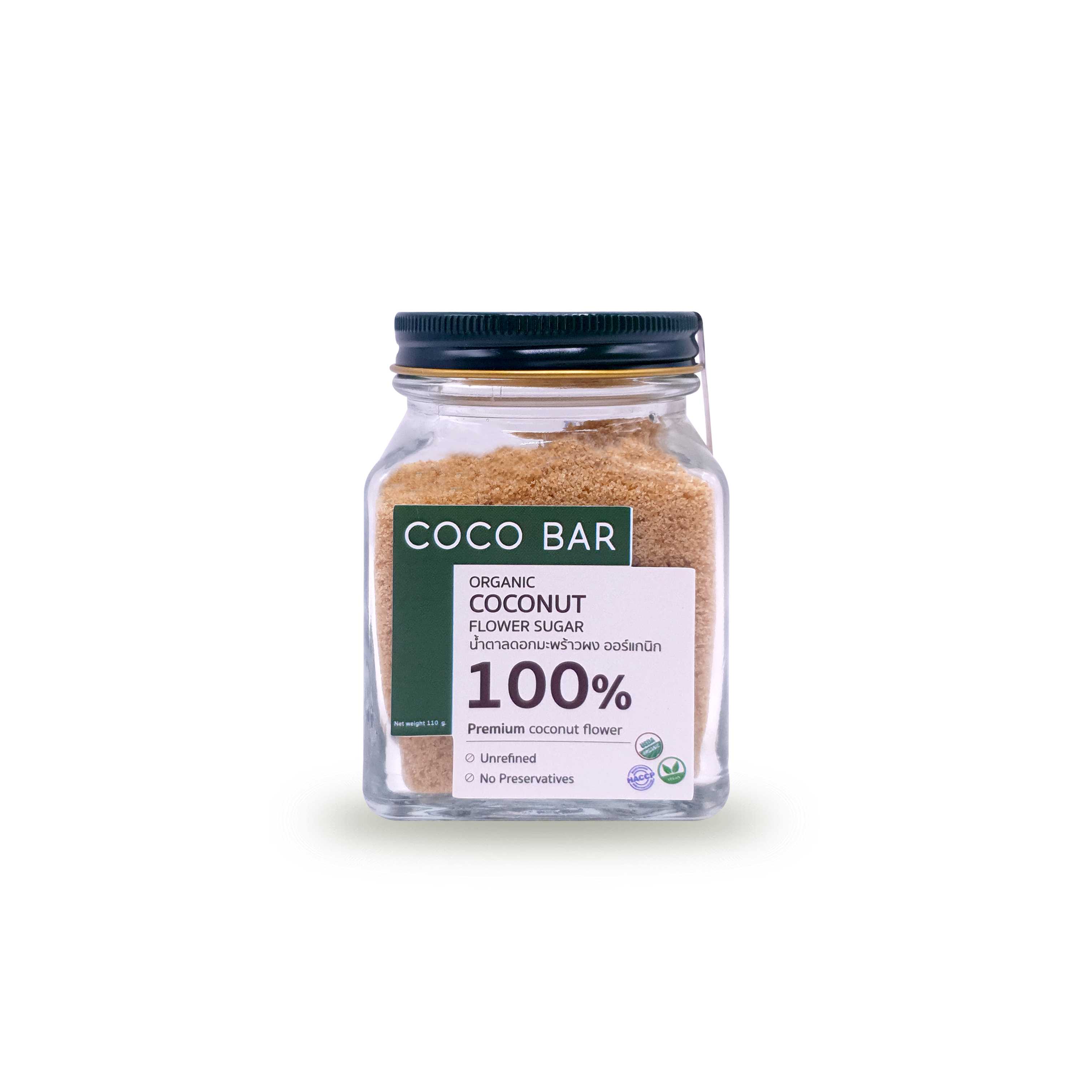 COCO BAR น้ำตาลดอกมะพร้าว ออร์แกนิก ชนิดผง 100% Organic Coconut Flower Sugar 110 g.