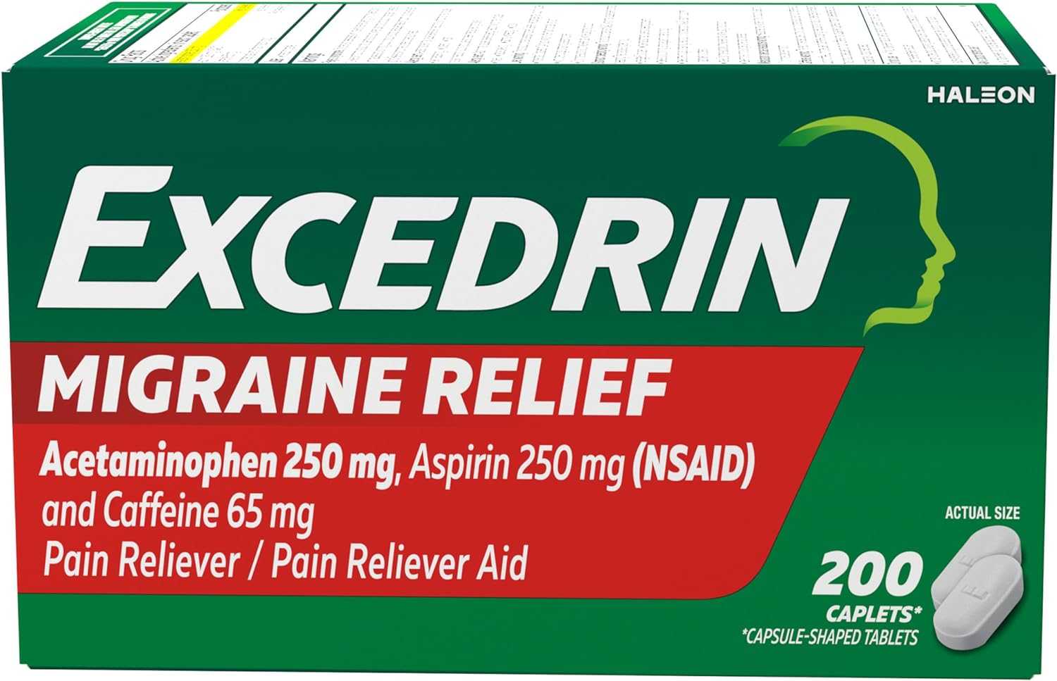 ยาบรรเทาอาการปวดไมเกรน  Excedrin Migraine 200 เม็ด