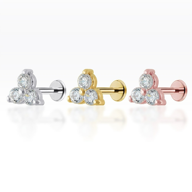 PiercingRoomByJayTrinity CZ Diamond Flat Back เงินแท้ (ราคาต่อชิ้น)