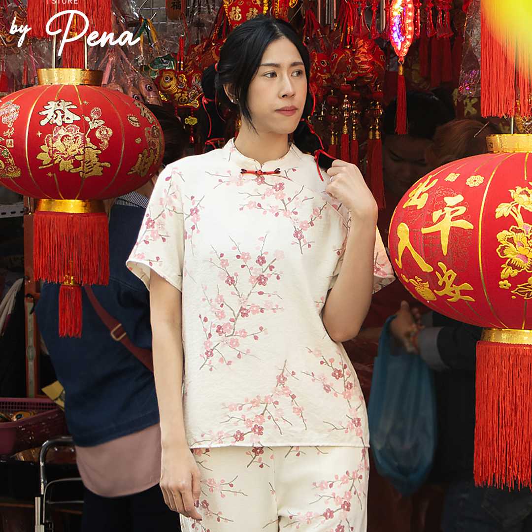 By Pena เสื้อกี่เพ้าผู้หญิง แขนสั้น  BPSS012502