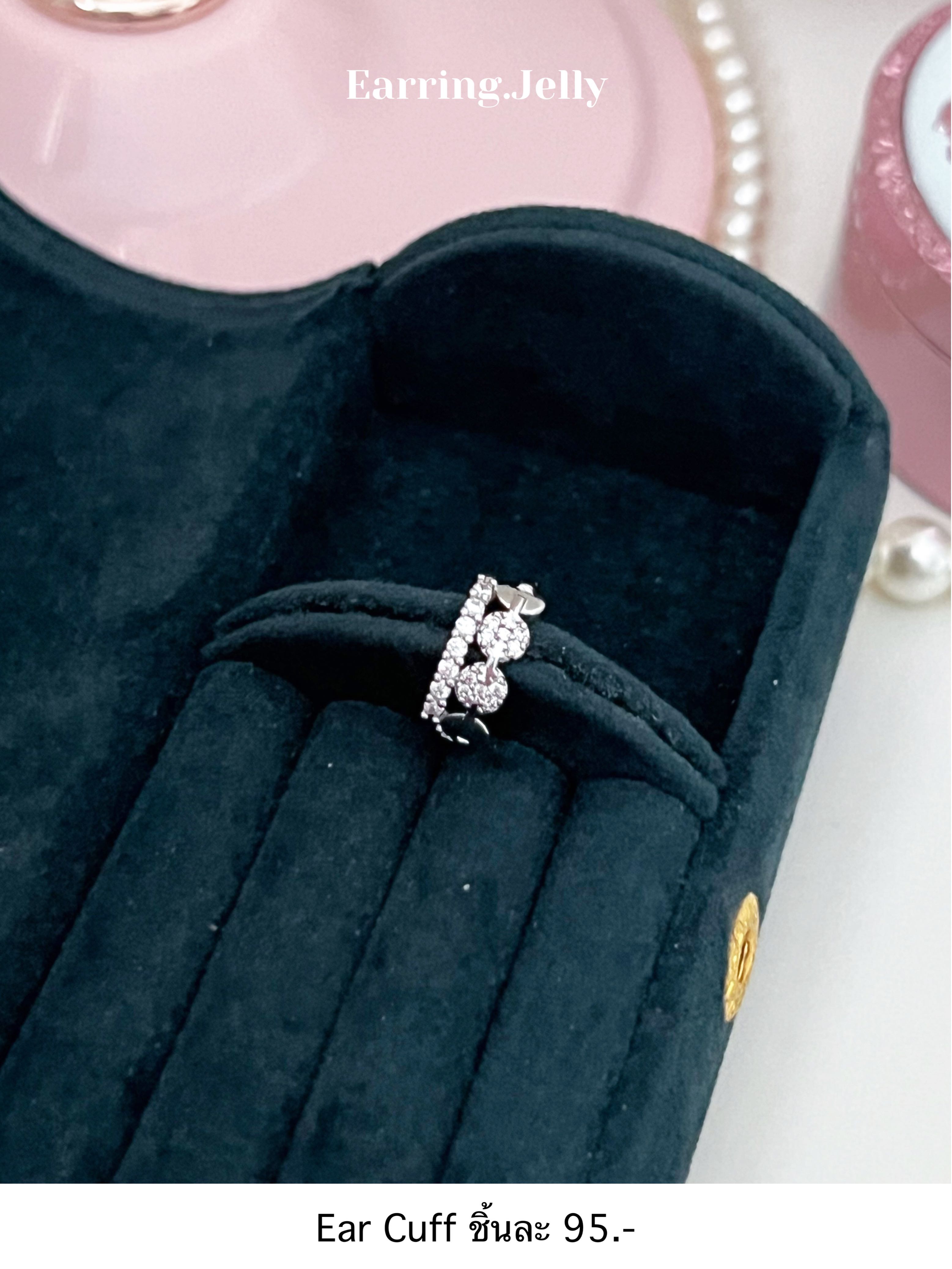 EC2522 Ear cuff ลายโซ่เพชรเงิน