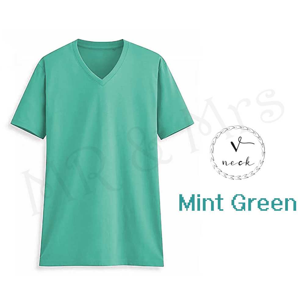 เสื้อยืดสีพื้น เสื้อคอวี เสื้อยืดคอวี T-Shirt ผ้าCotton (สีเขียวมิ้น)