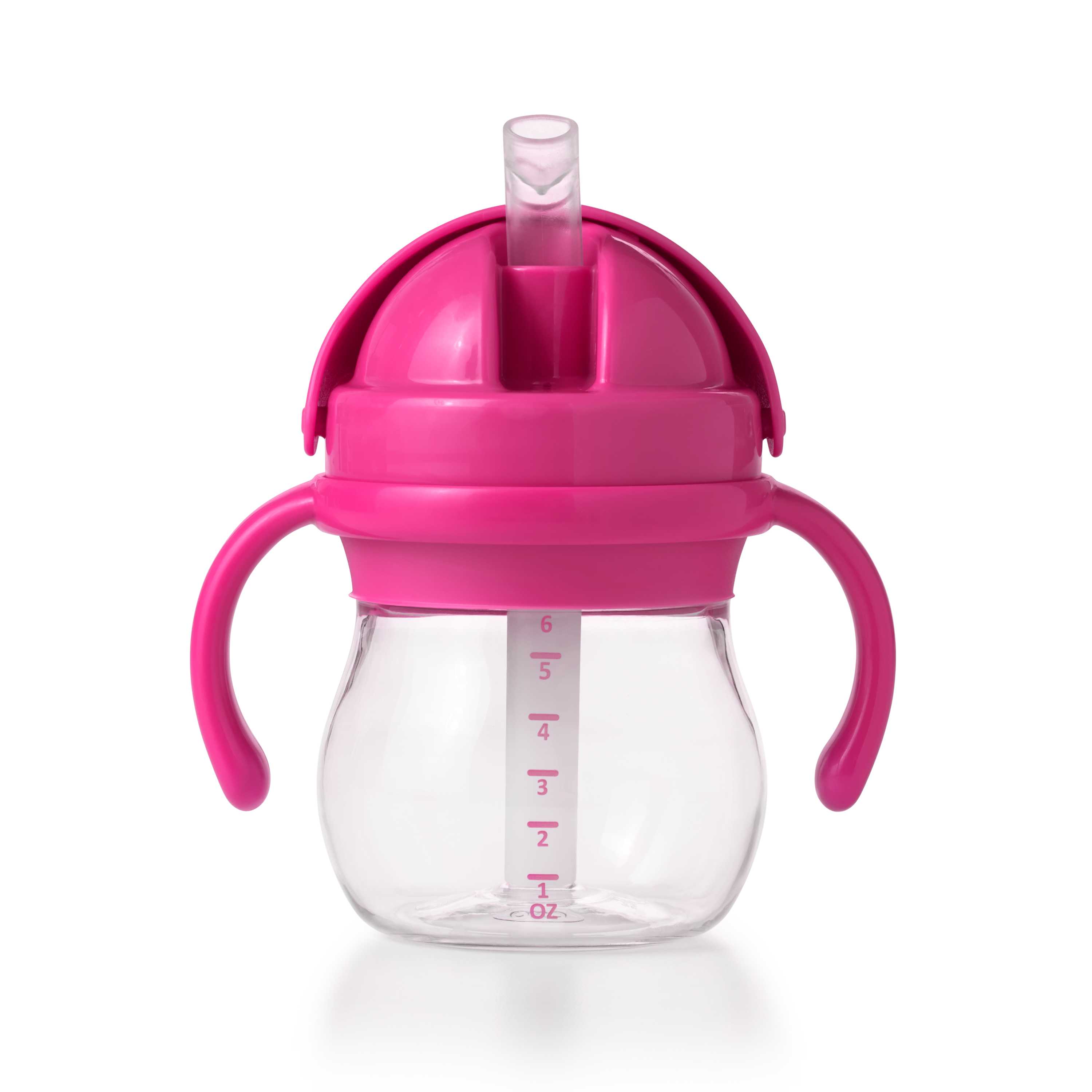 แก้วน้ำ มีหูจับ พร้อมหลอด 6 ออนซ์ สีชมพู l OXO Tot grow straw cup with handles 6 oz. pink