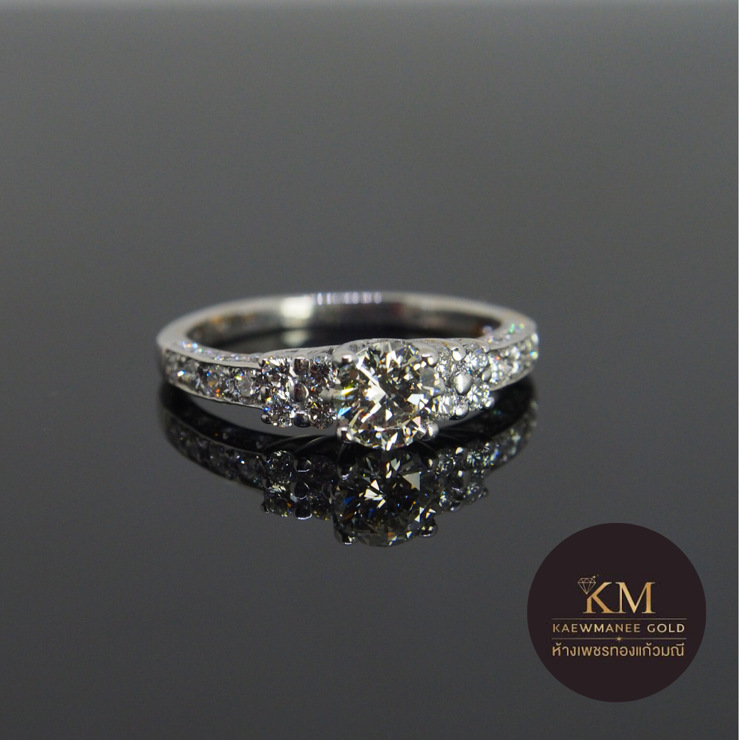 แหวนเพชร Classic Excellence Pave Solitaire Ring (90% Gold)
