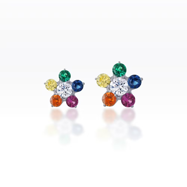 PiercingRoomByJay Multi Color Flower Flat Back เงินแท้ (ราคาต่อชิ้น)