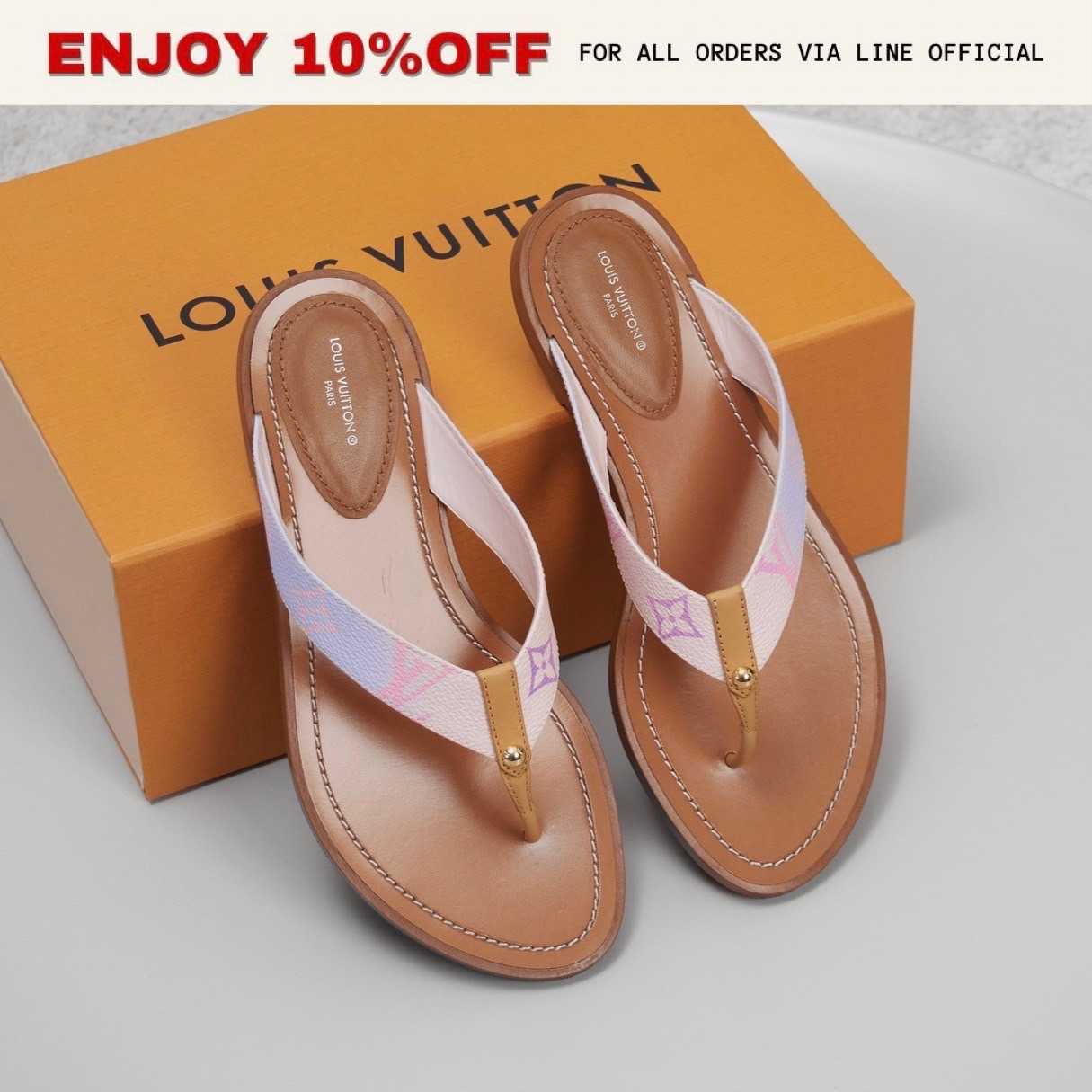 📍LIKE NEW📍LOUIS VUITTON Sunny Flats Thong สี Rose Clair | Shoes