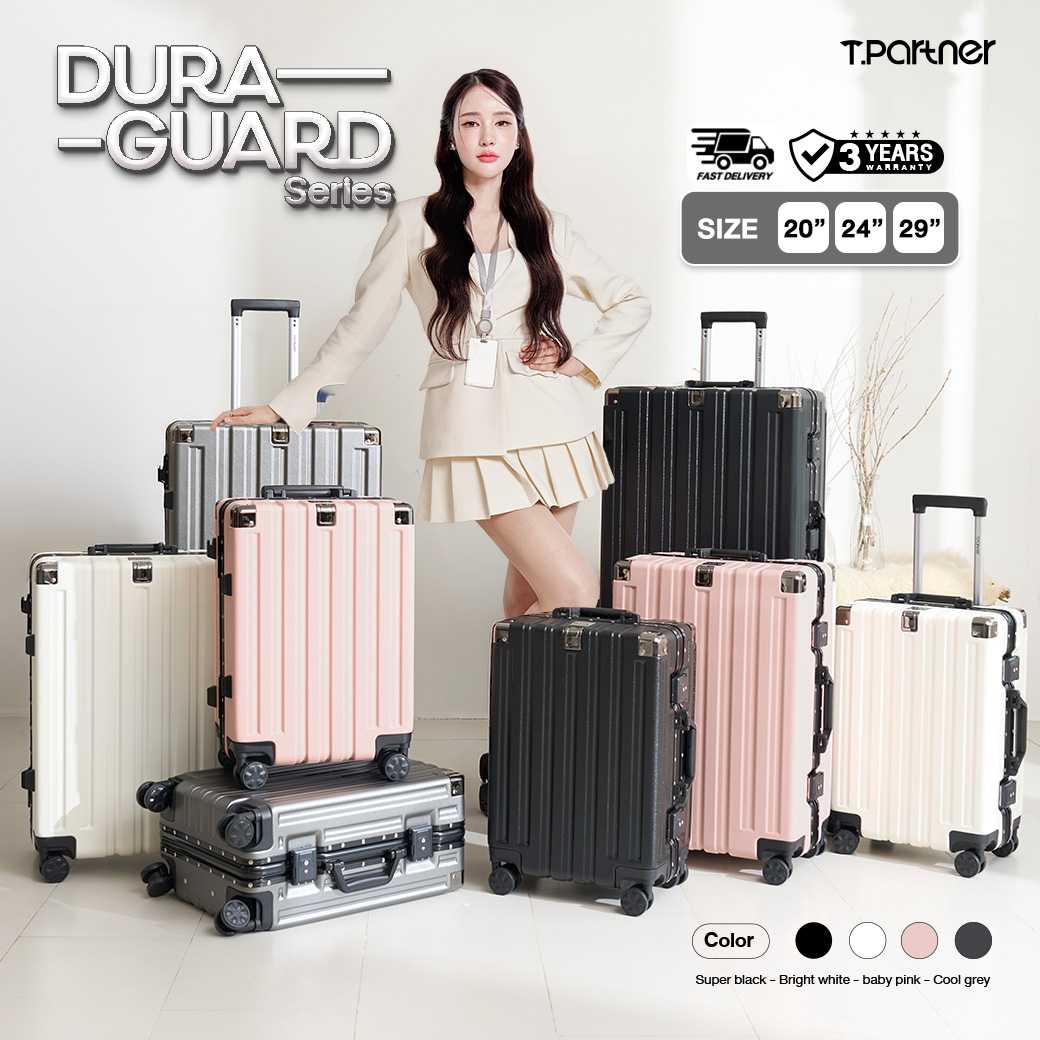 [รับประกัน3ปี] สินค้าแท้ 100% Tpartner กระเป๋าเดินทาง  Duraguard 20/24/29 นิ้ว เฟรมอลูมิเนียม PC+ABS