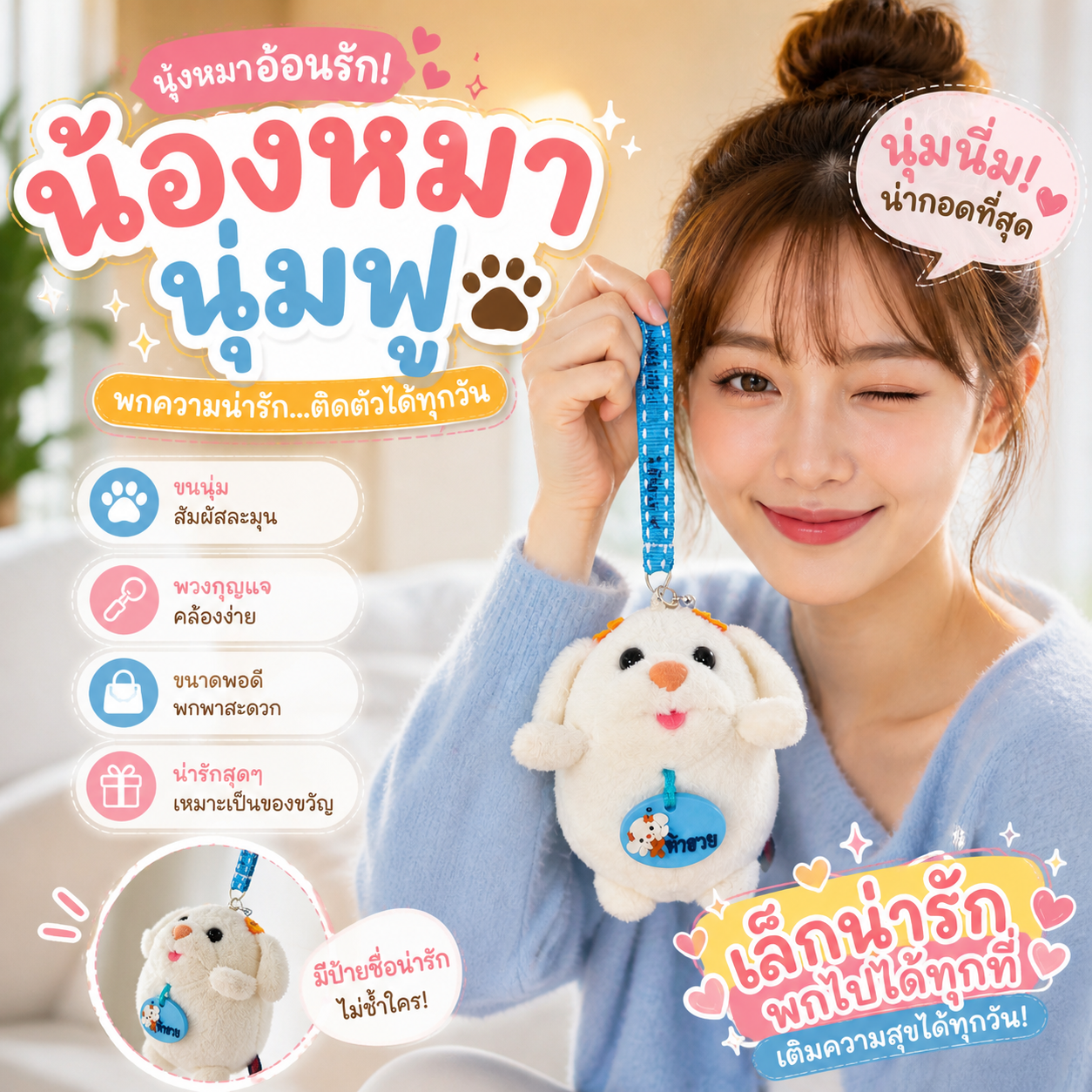 พวงกุญแจ ตุ๊กตาน้องเต้าฮวย