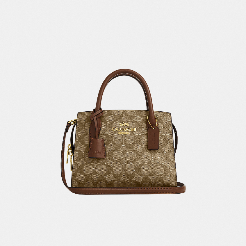 Coach CP083 Andrea Carryall In Signature Canvas (IME74) กระเป๋าถือผู้หญิง สี Im/Khaki Saddle 2