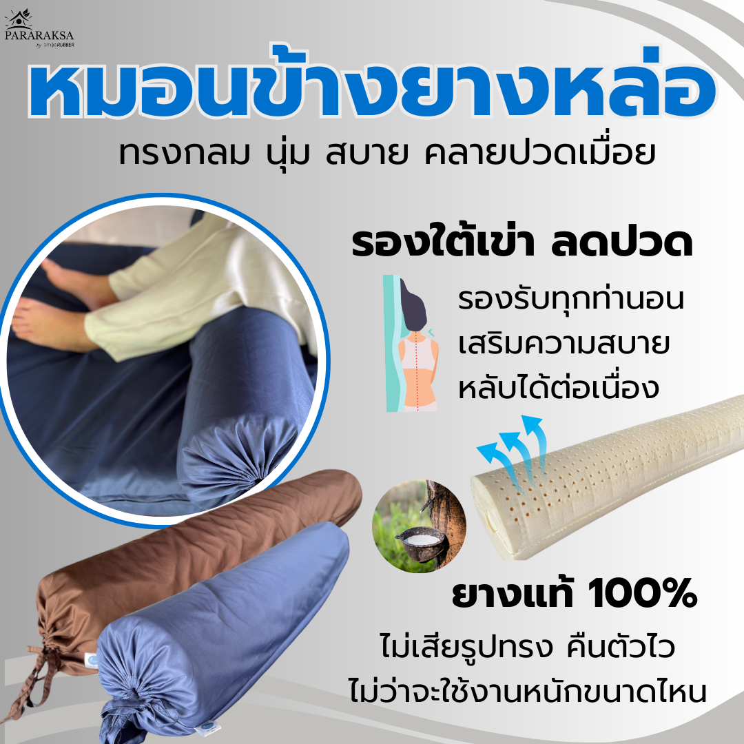 Pararaksa หมอนข้างยางพารา ทรงใหม่ ระบายอากาศดี นุ่มเด้ง รองรับสรีระ คลายปวดเมื่อย