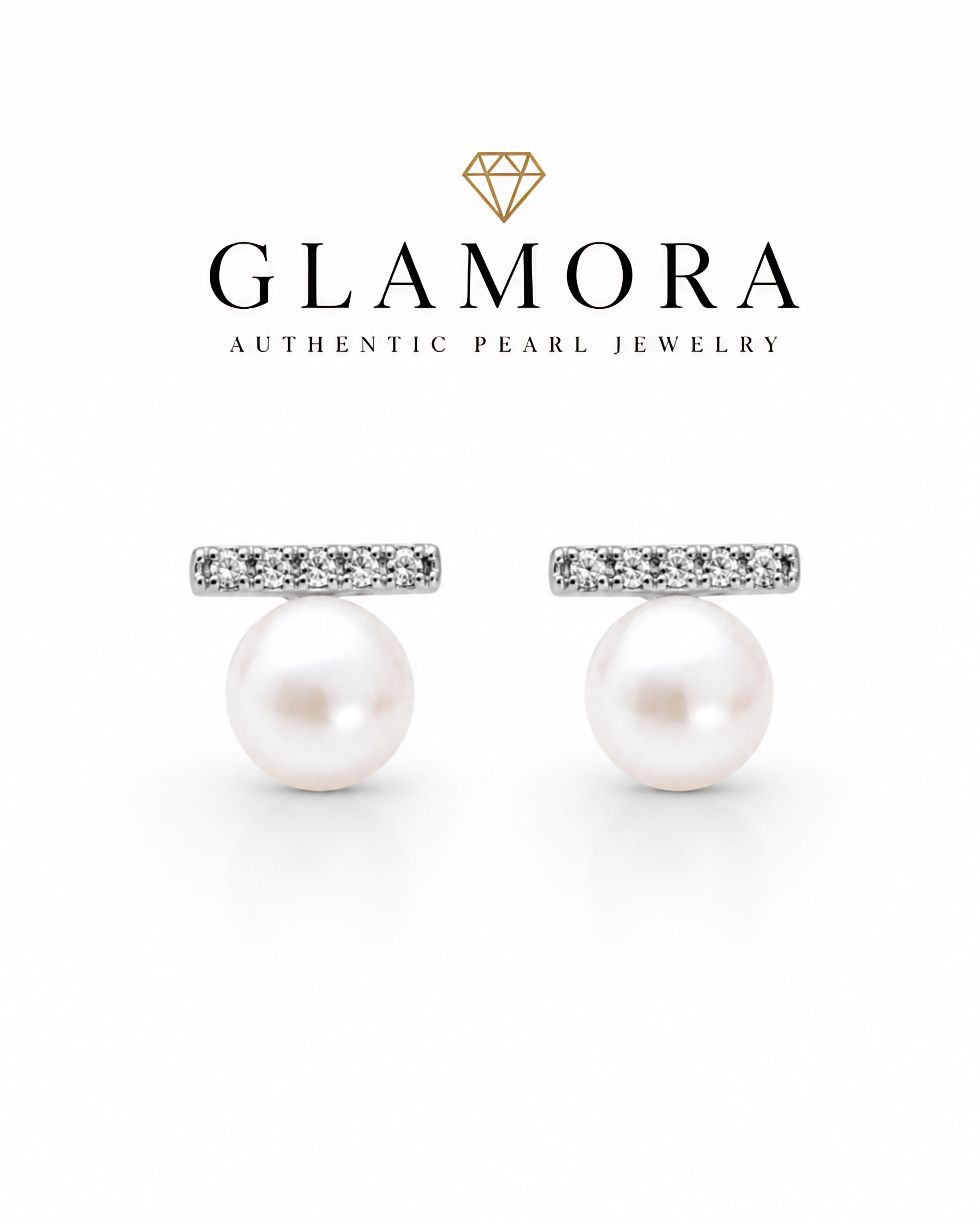 E16 ต่างหูไข่มุกแท้ รุ่น The Sleek Bar Pearl Earrings ไข่มุกขนาด7-8มม. ตัวเรือนเงินแท้ S925.