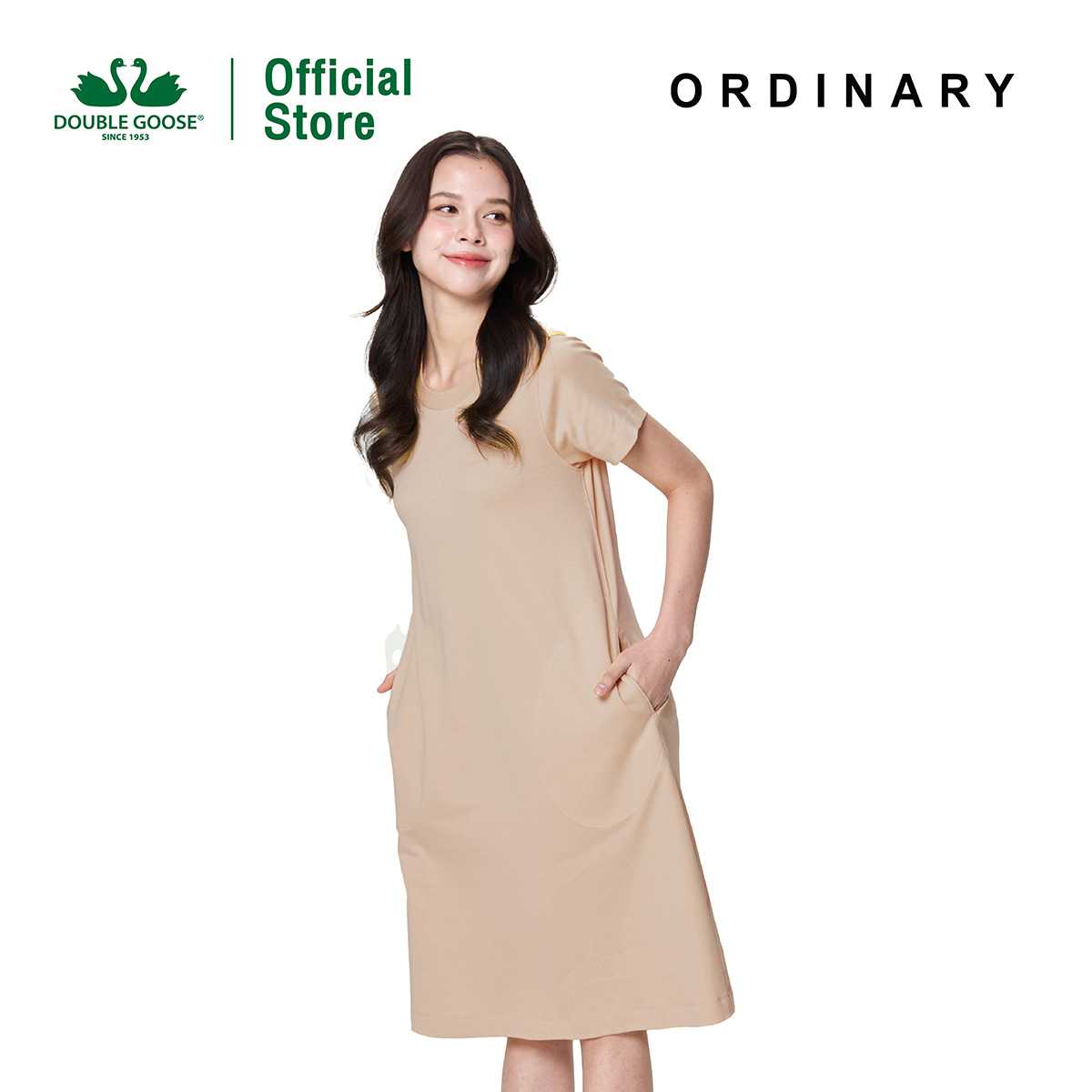 ห่านคู่ ชุดเดรส ชุดกระโปรง ทรงเอ ความยาวคลุมเข่า รุ่น Ordinary