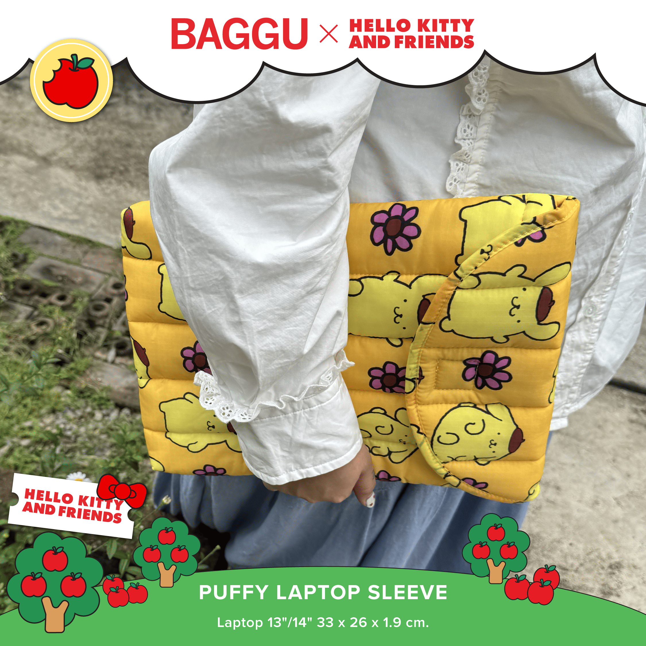 BAGGU Puffy Laptop Sleeve 13/14 - Florals Pompompurin