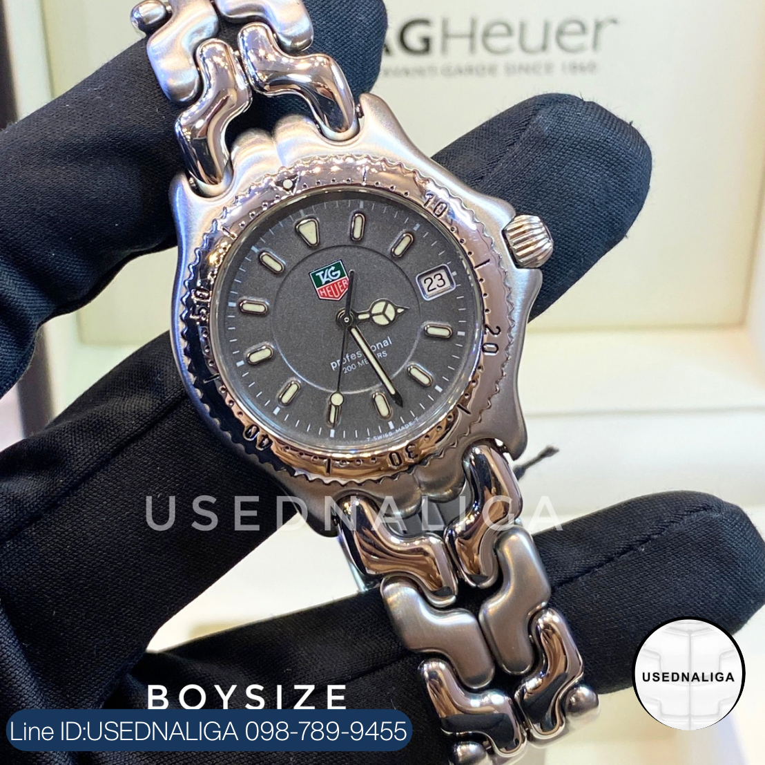 TAG HEUER ก้างปลา สองชั้น หน้าเทา บอยไซส์