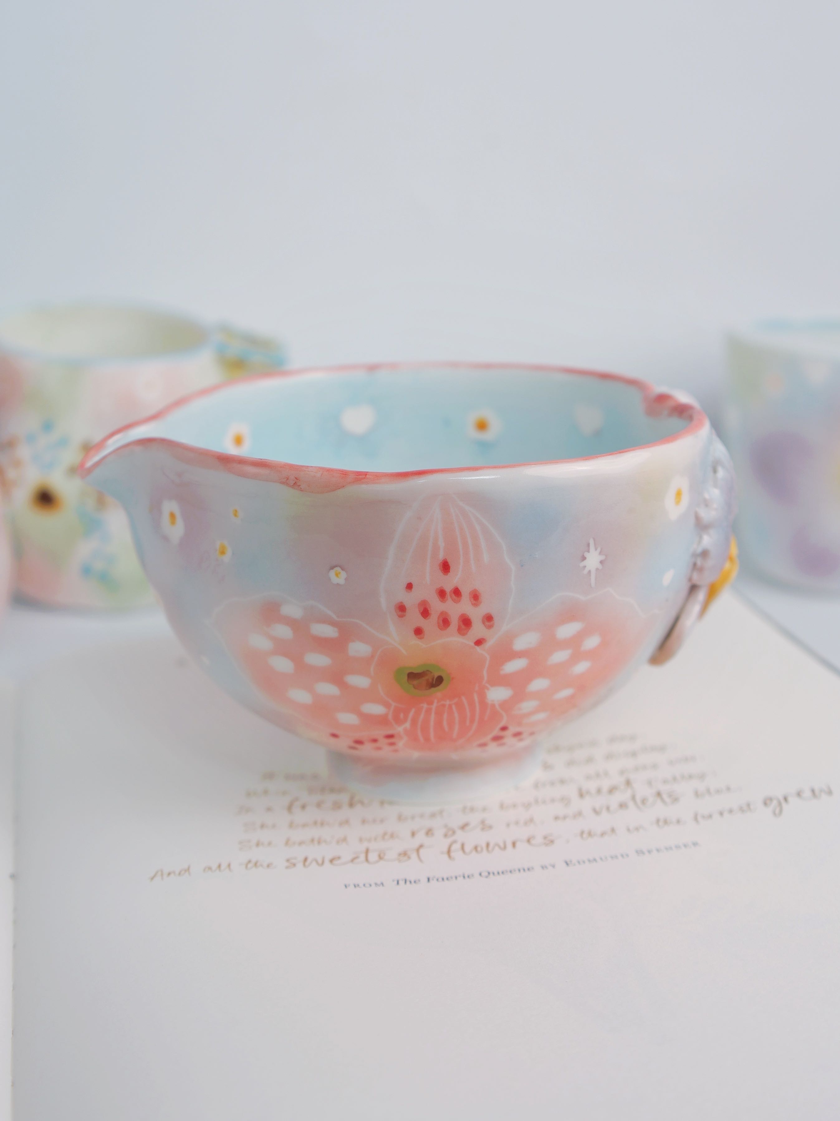 dusky pink orchid matcha bowl