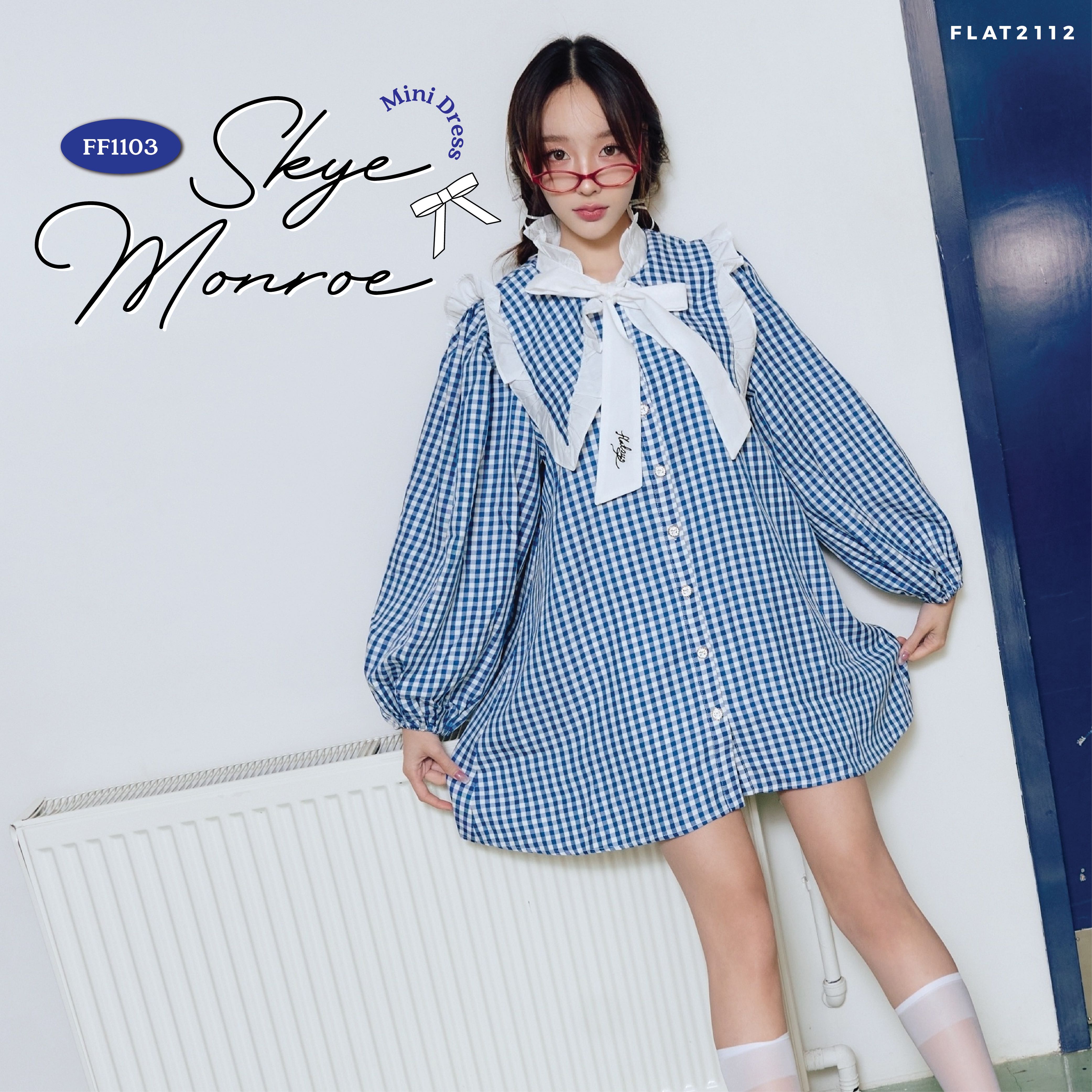 FLAT2112 FF1103 : SKYE MONROE MINI DRESS เดรสสั้น เดรสโอเวอร์ไซซ์ เดรสเเขนยาว  แฟชั่นผู้หญิง