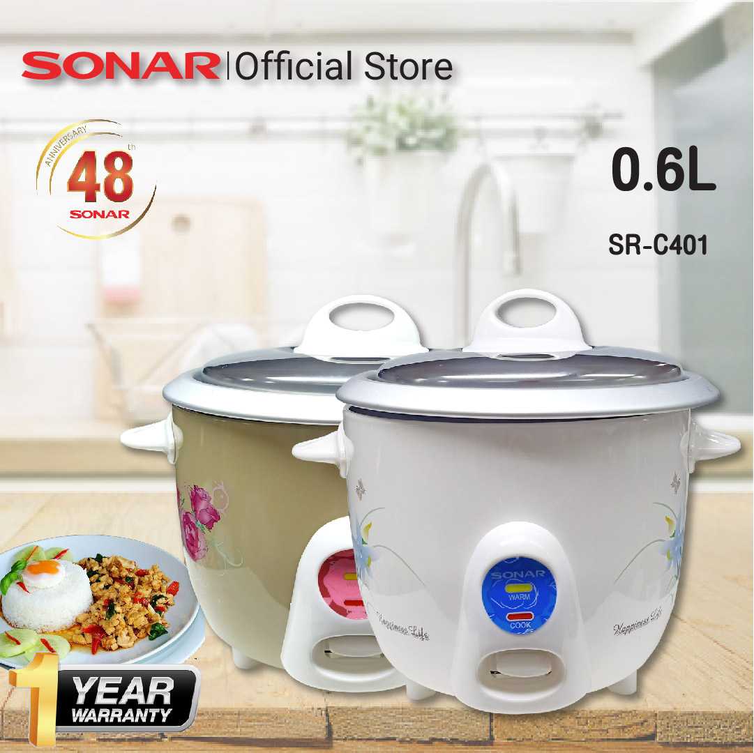 หม้อหุงข้าวไฟฟ้า หม้อต้มน้ำ หม้อหุงข้าวไฟฟ้าเล็ก  หม้ออุ่น 0.6 ลิตร รุ่น SR-C401