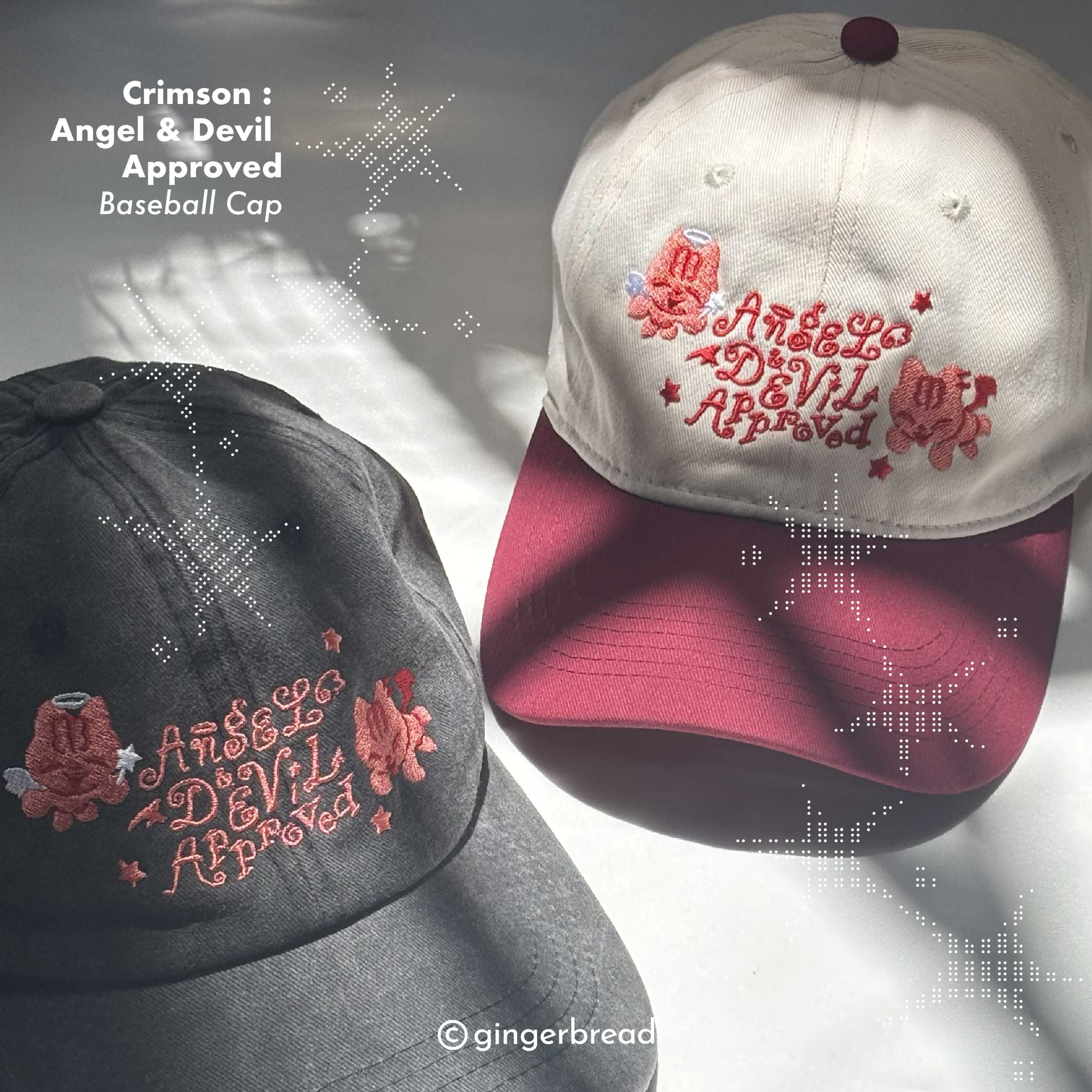 Baseball Cap Crimson :  Angel & Devil  Approved