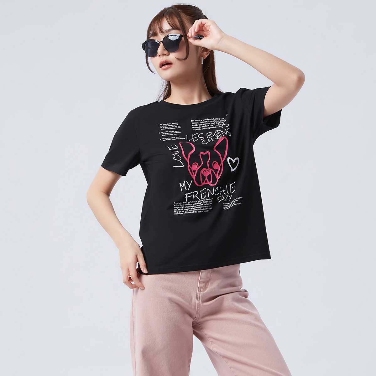 เสื้อทีเชิ้ตลายเฟรนช์ชี่ | Frenchie Print Tee Shirt | 06218