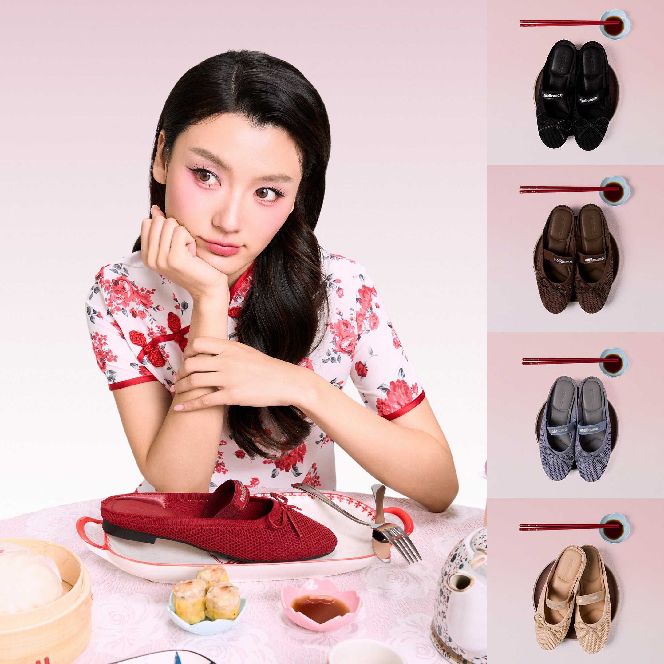 Mellowco รุ่น Ira Mules รองเท้าบัลเล่ต์เปิดส้น ผ้าตะข่าย  M11-C5038